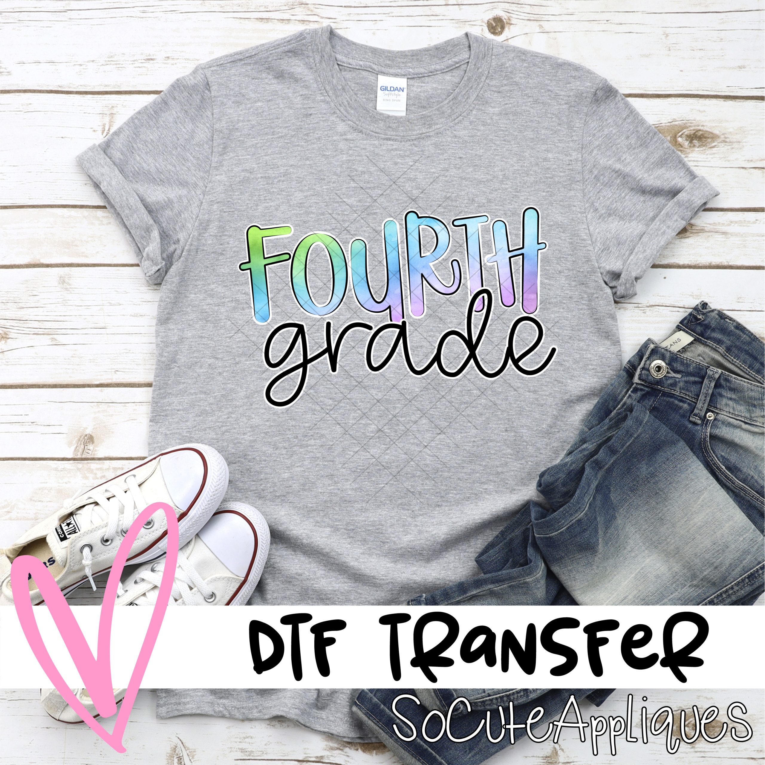 Fourth Grade Watercolor *dtf* Transfer – Socuteappliques.net