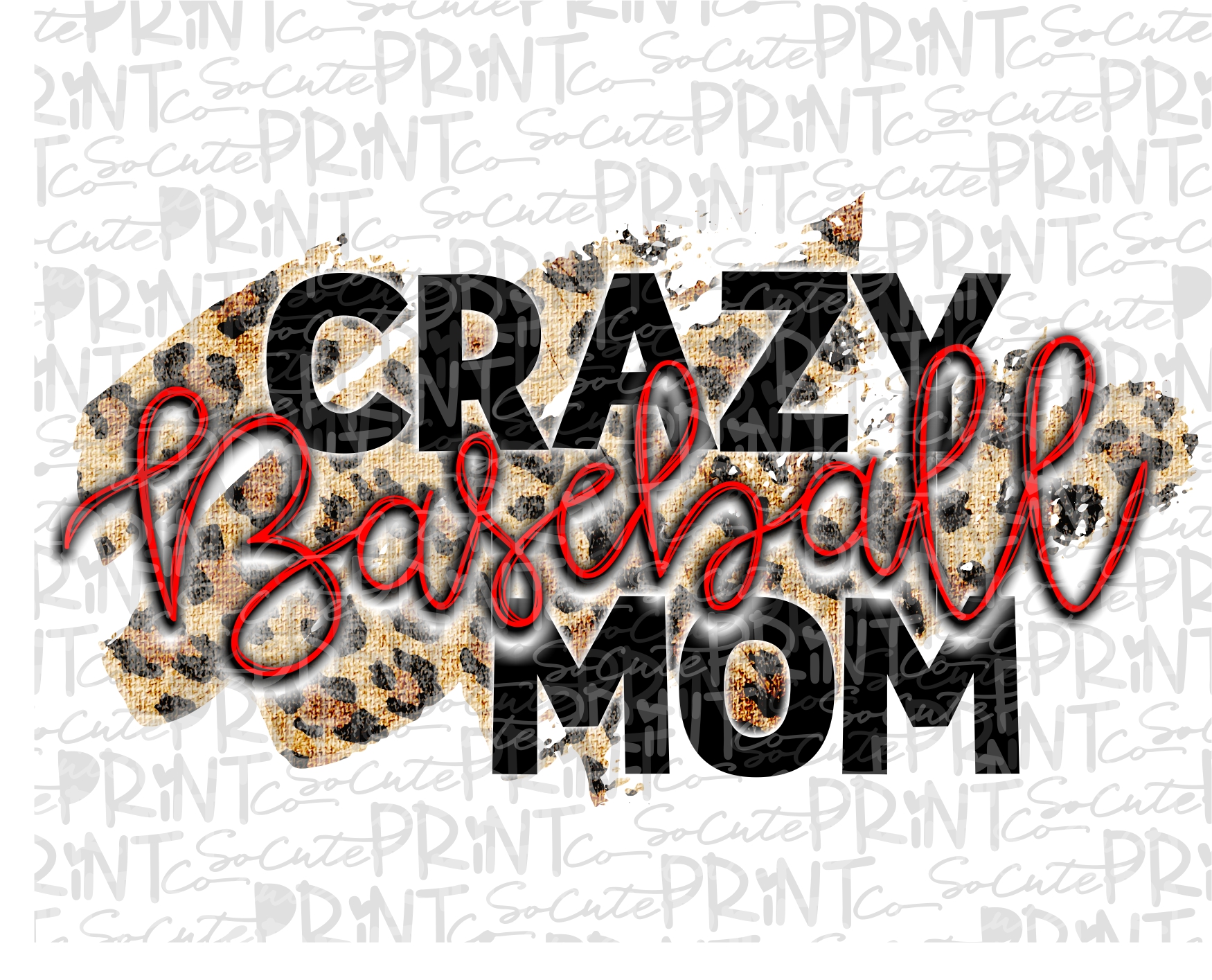 Leopard Baseball Mom PNG Digital Download