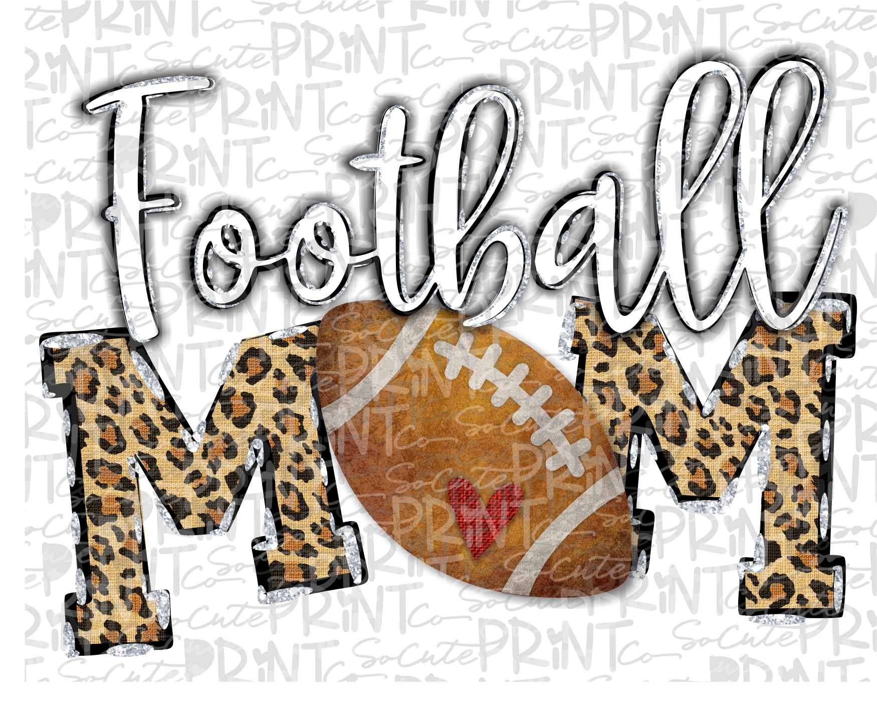 football mom leopard letters 19 *Printable PNG* – socuteappliques.net