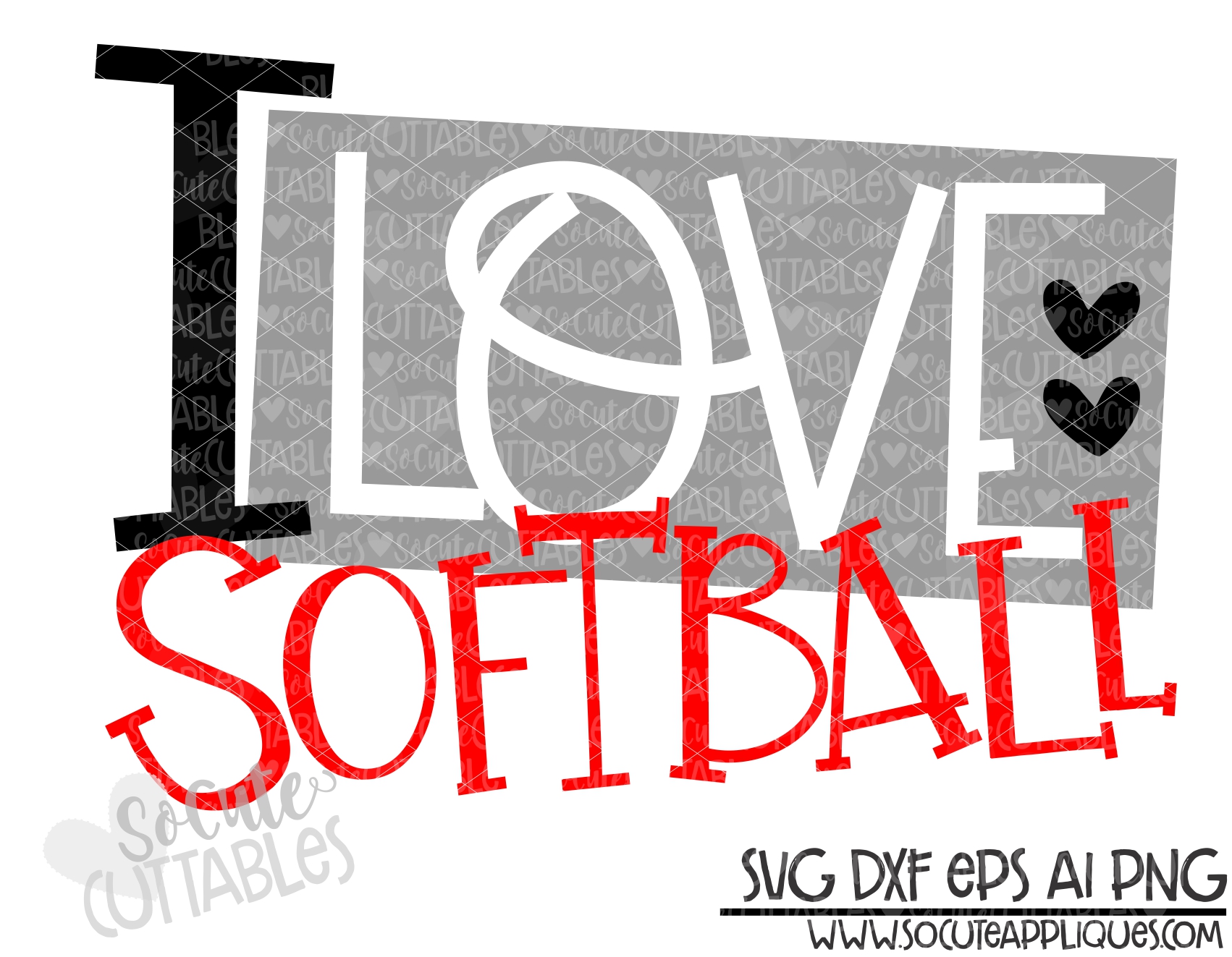 I Love Softball Square 19 Scc Svg Socuteappliques Net