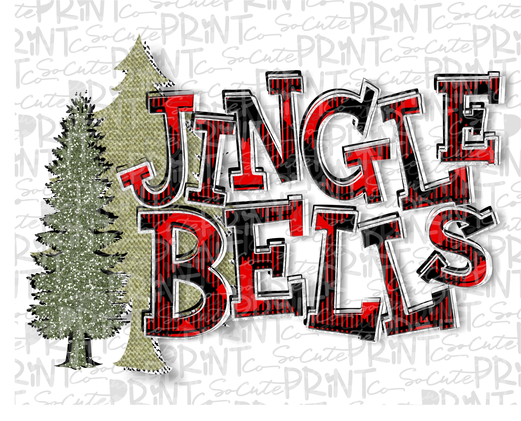 Jingle bells plaid trees 18 *Printable PNG* – socuteappliques.net