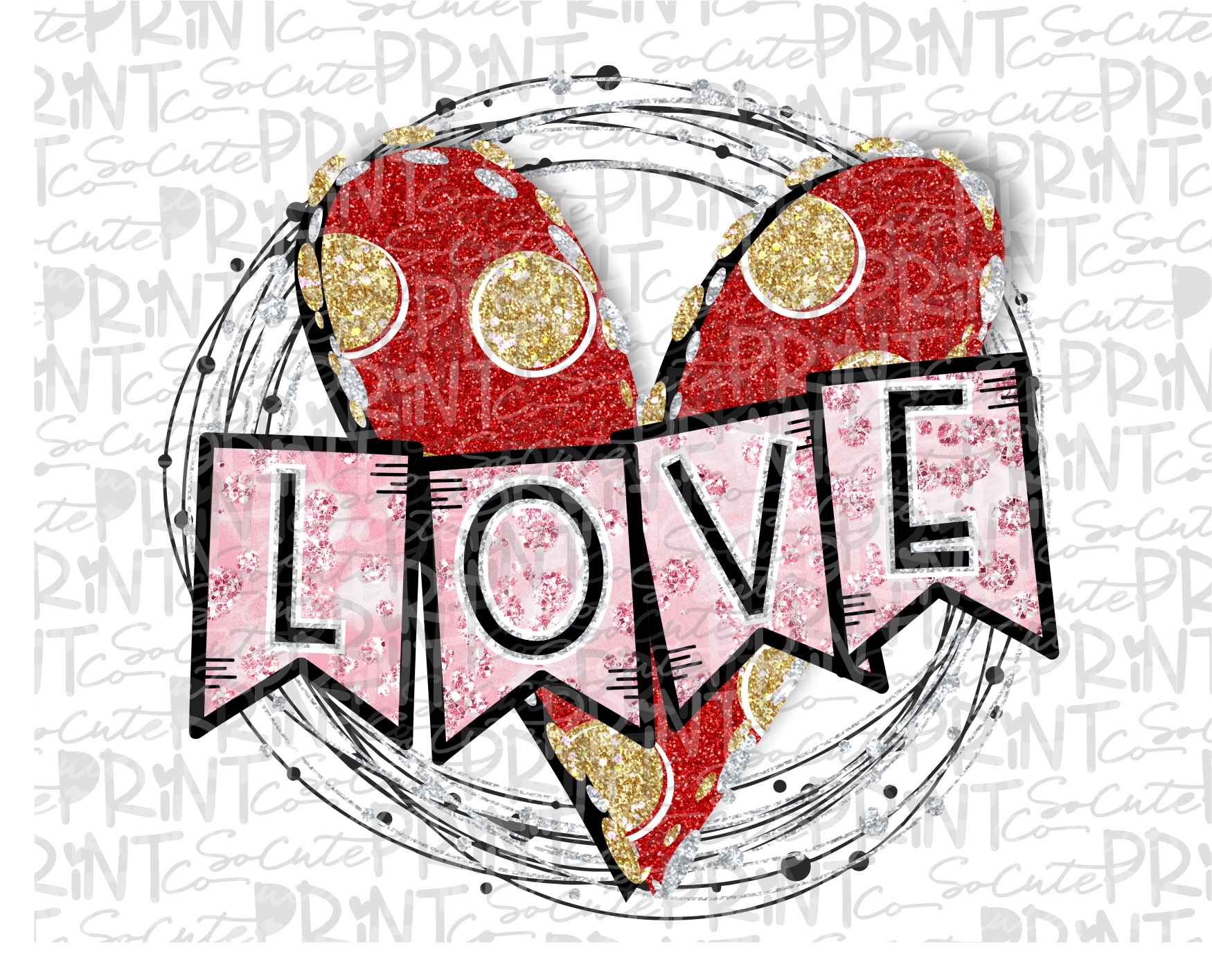 Love banner circle red gold 18 *Printable PNG* – socuteappliques.net