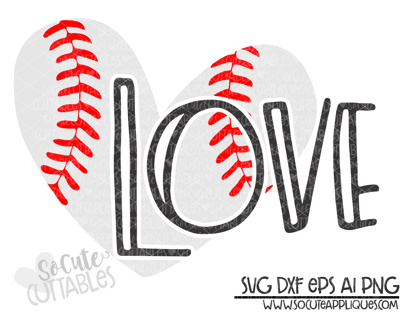 Download Love Baseball Heart Spaced 19 Scc Svg Socuteappliques Net