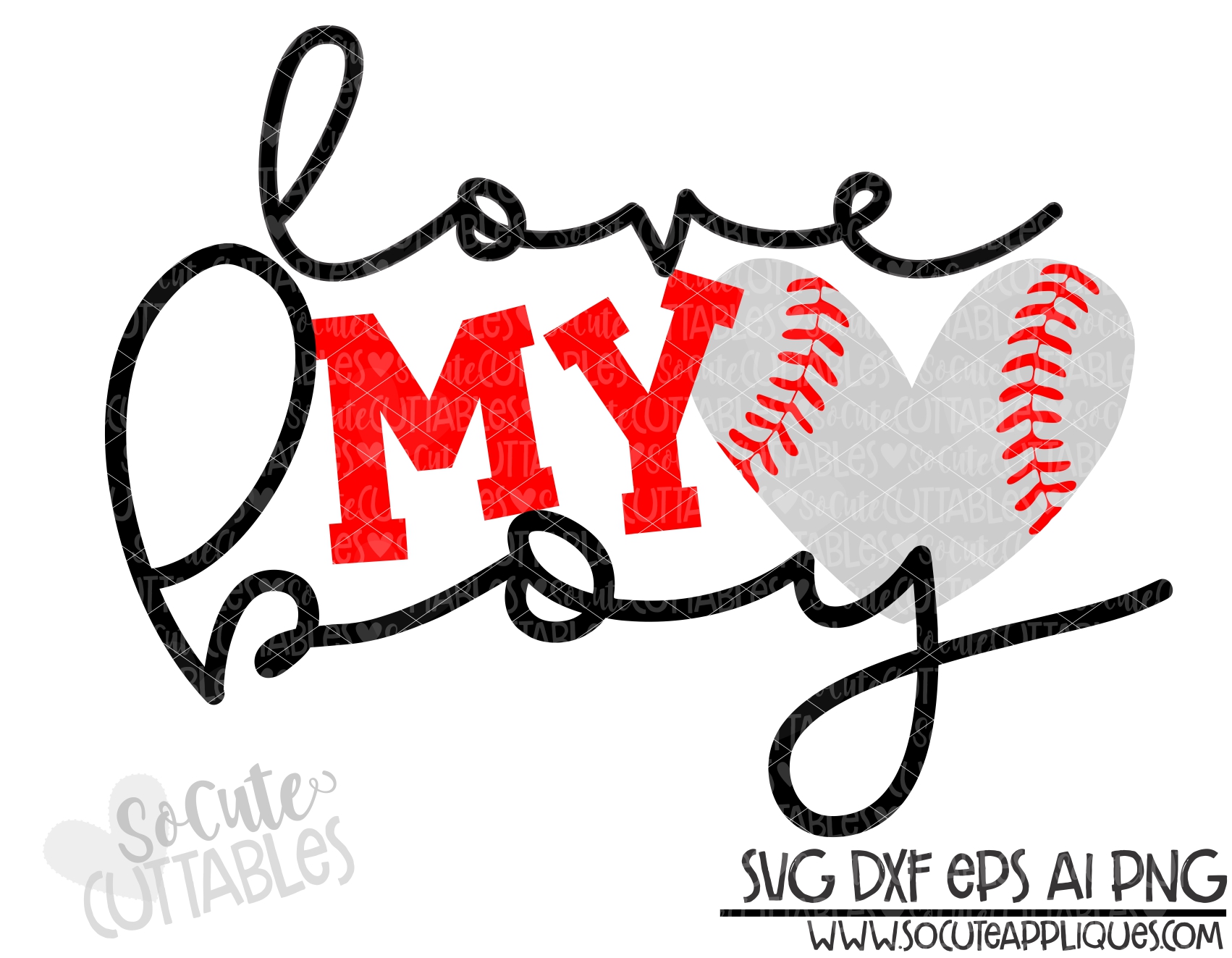 Download Love My Boy Baseball Heart 19 Scc Svg Socuteappliques Net