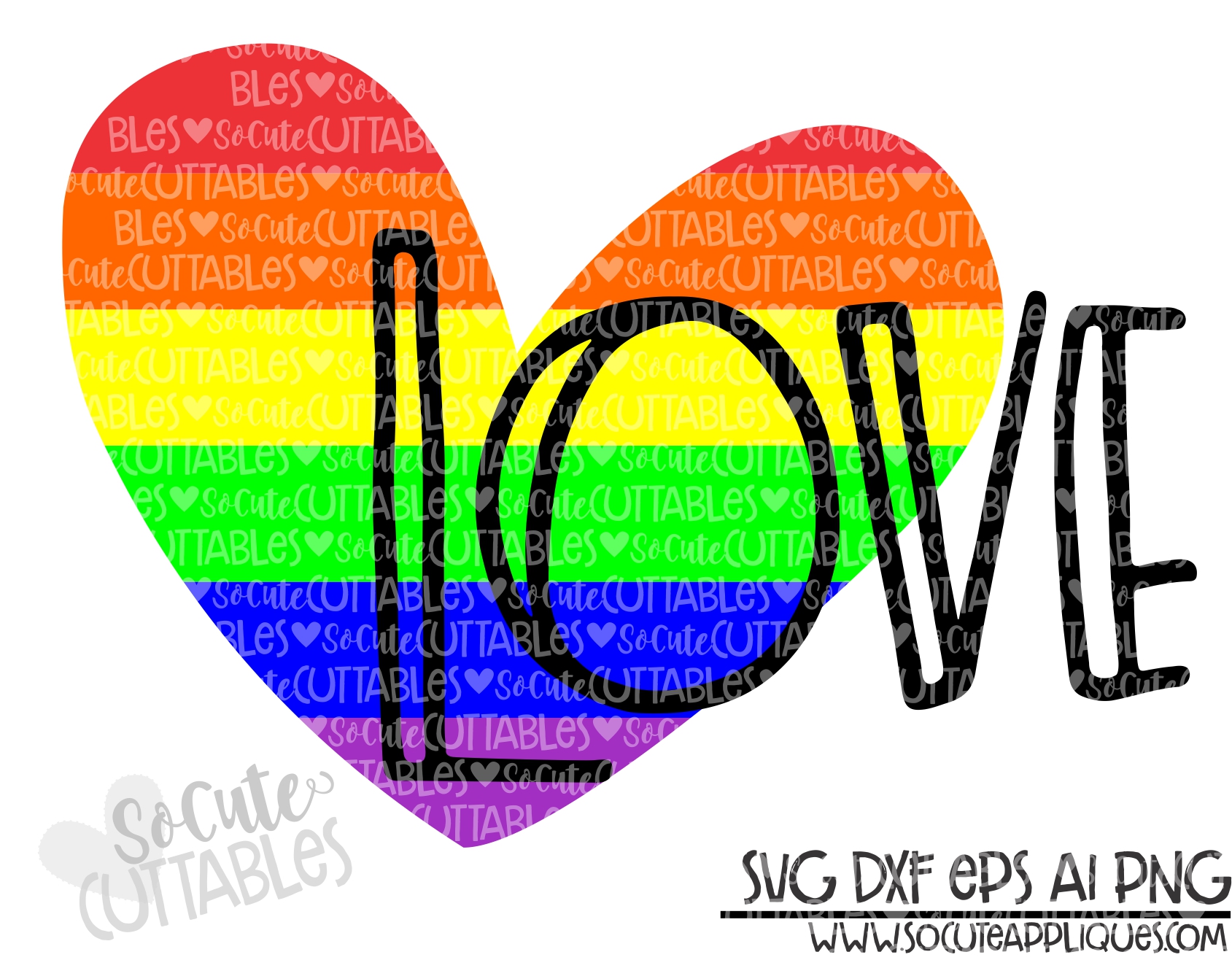 Download Love Rainbow Heart 19 Scc Svg Socuteappliques Net