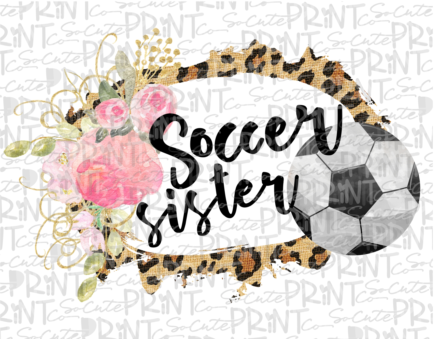 Soccer sister leopard frame flowers 18 *Printable PNG ...