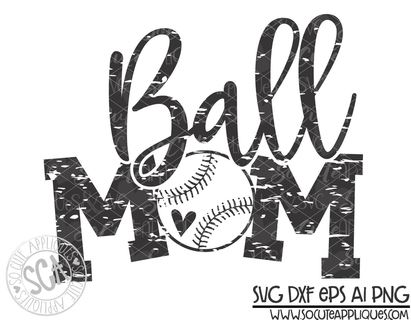 Download Ball Mom Distressed 18 Svg Sca Socuteappliques Net