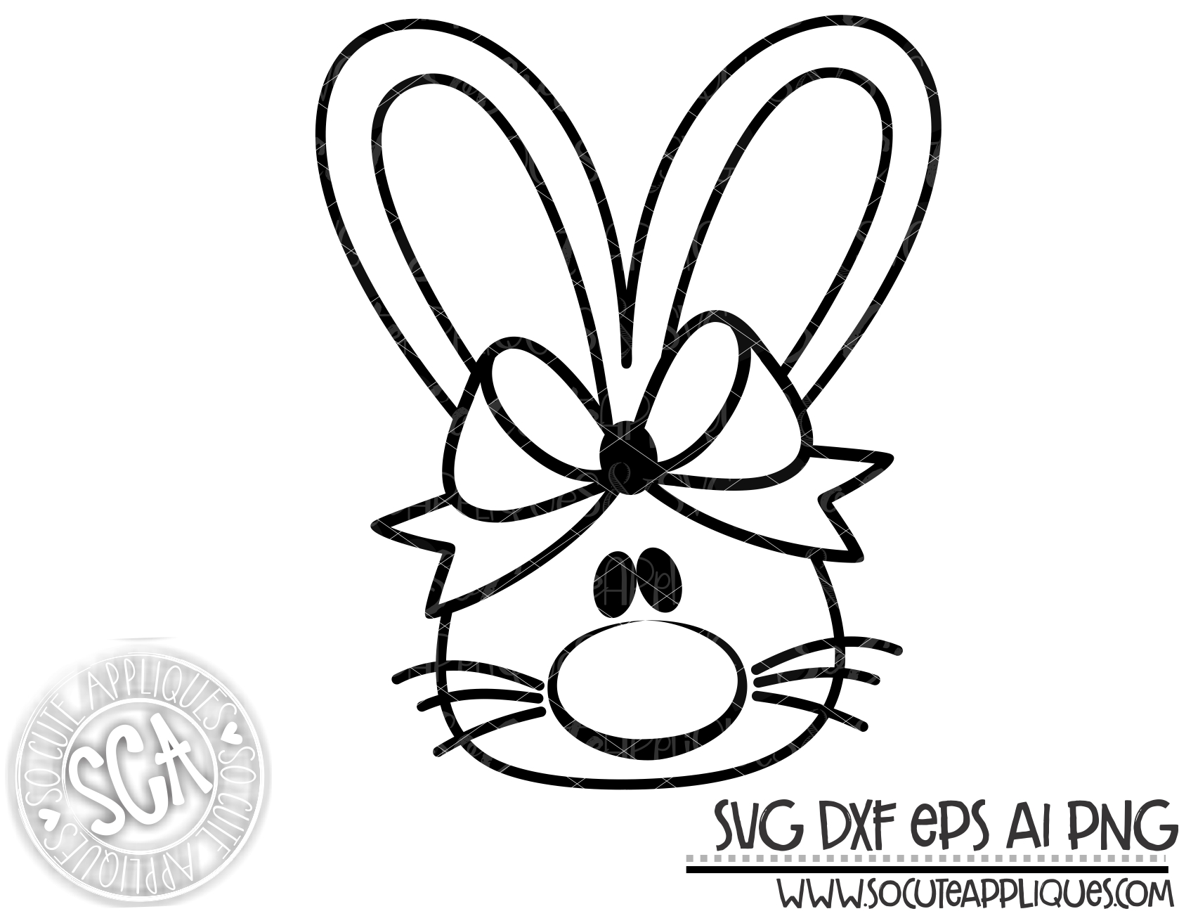 Download Bunny Bow Face Welded 19 Svg Sca Socuteappliques Net