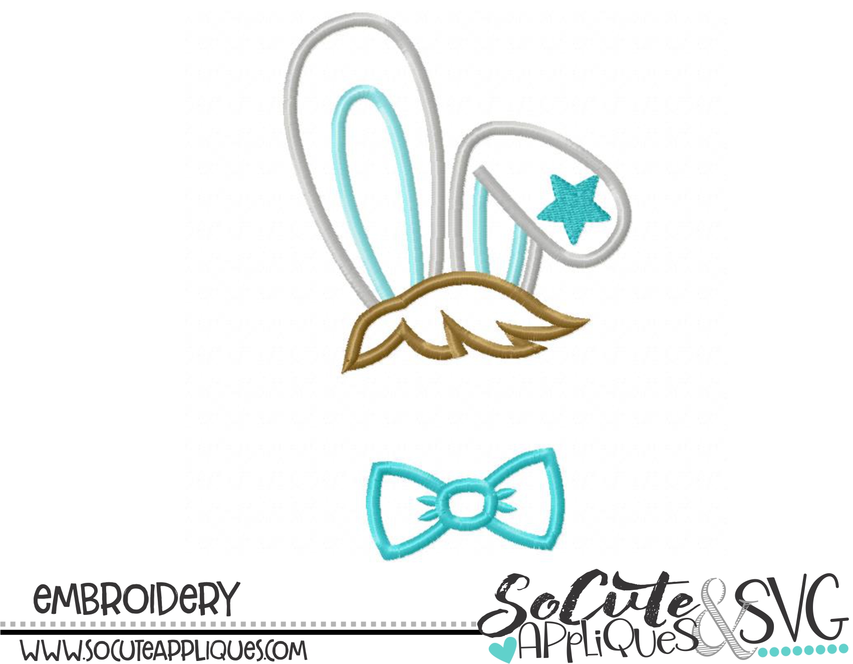 Download Bunny Hair Bowtie 18 Emb Sca 4x4 5x7 6x10 Socuteappliques Net