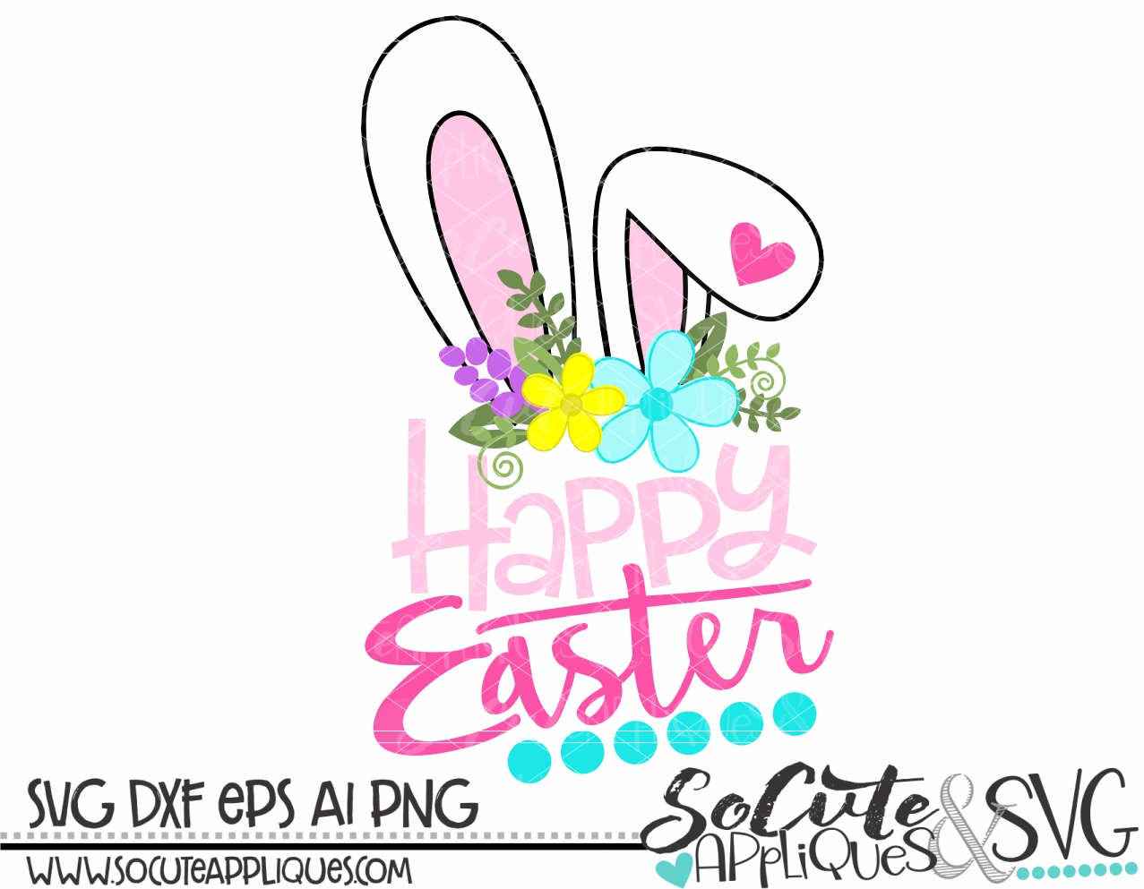 Download Happy Easter Bunny Ears 18 Svg Sca Socuteappliques Net