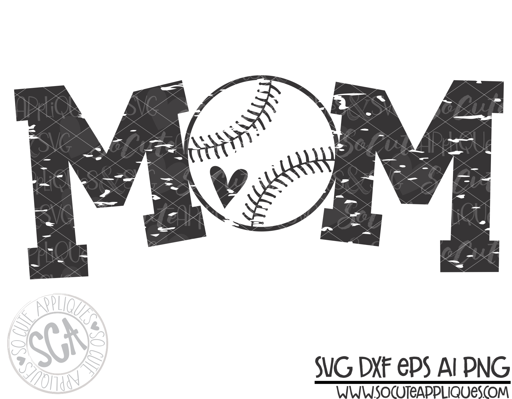 Download Mom Ball O Distressed 18 Svg Sca Socuteappliques Net