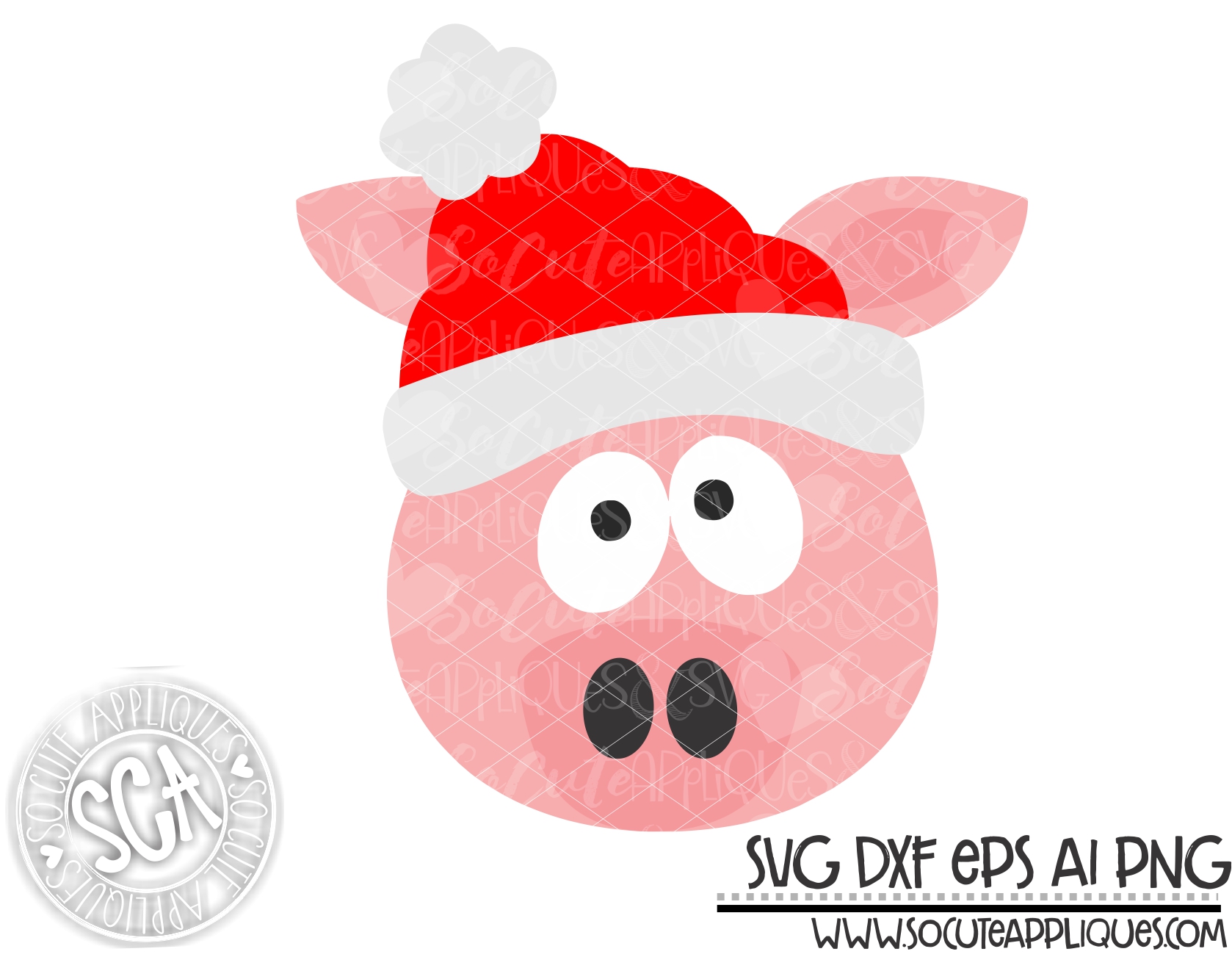 Download Pig With Santa Hat 18 Svg Sca Socuteappliques Net