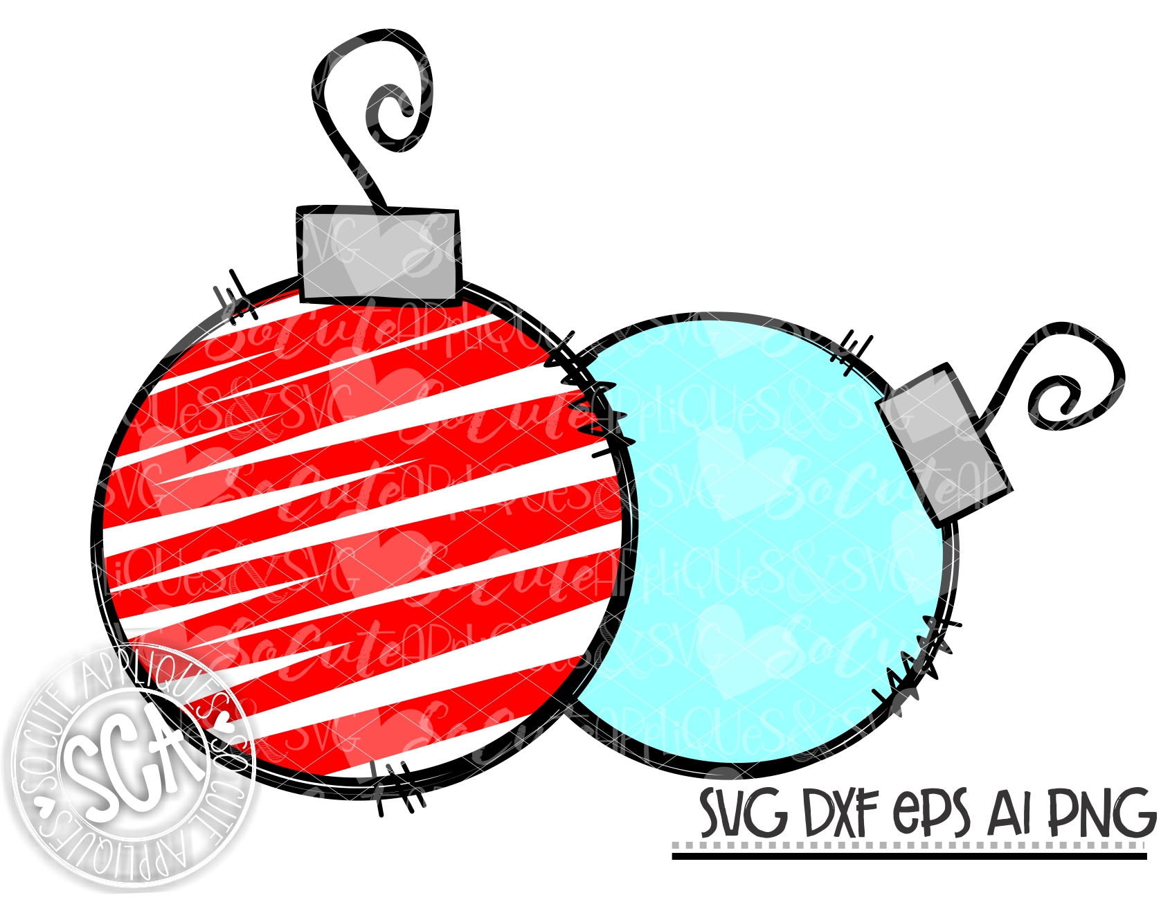 Download Double Christmas Ball Scribble Svg Sca 19 Socuteappliques Net