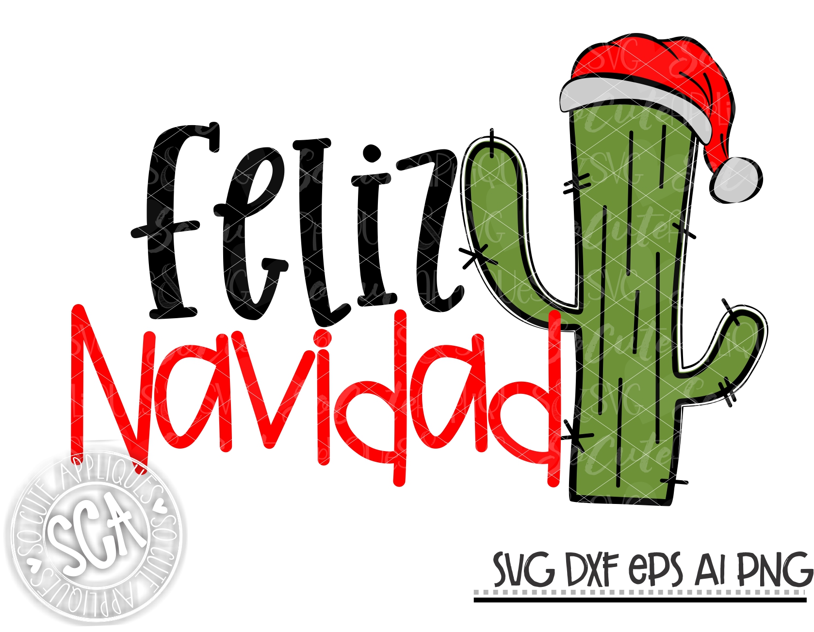 Feliz Navidad Cactus Svg Sca 19 Socuteappliques Net