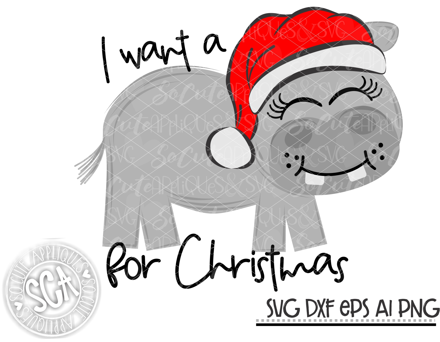 Download I Want A Hippopotamus For Christmas Svg Sca 19 Socuteappliques Net PSD Mockup Templates