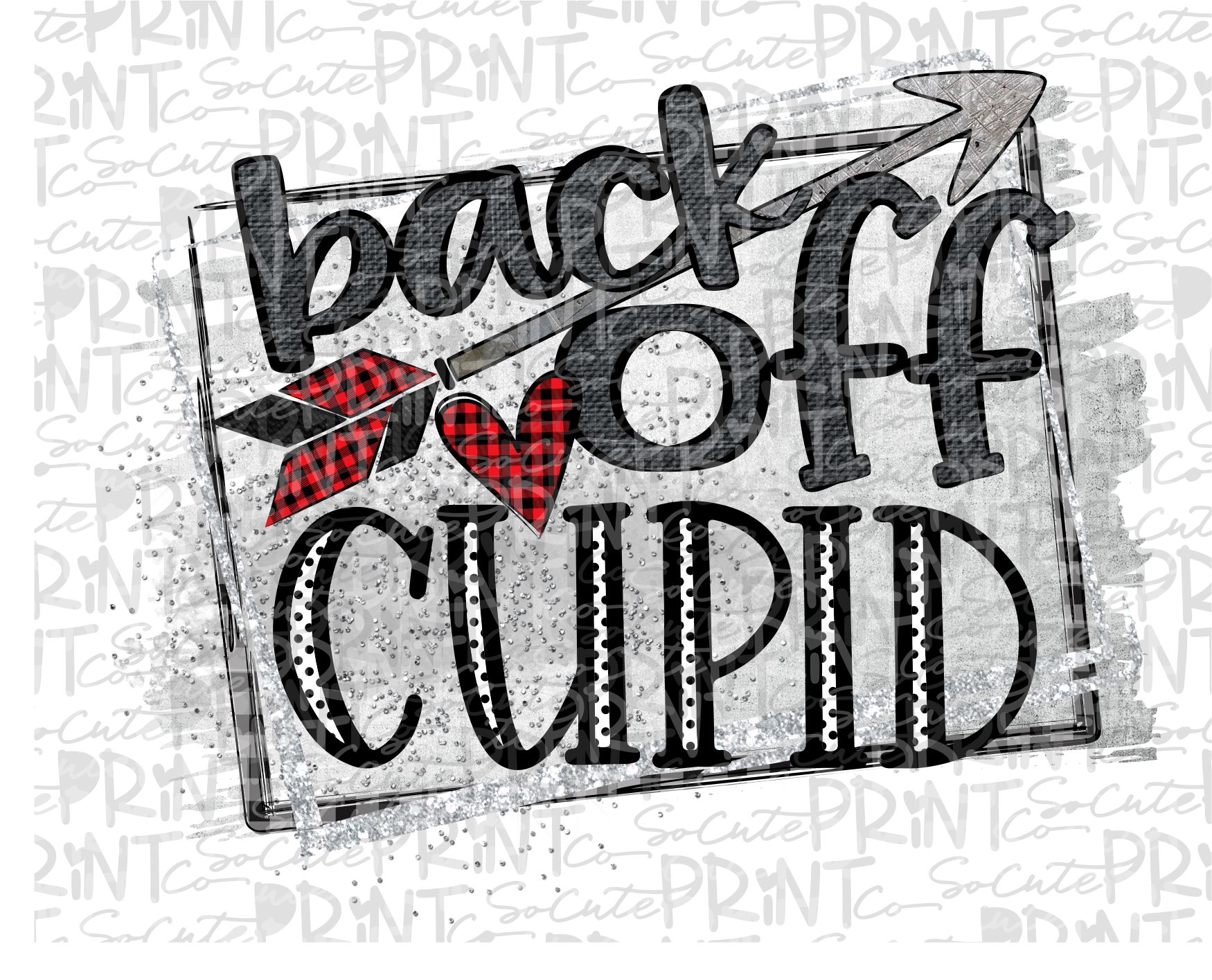 Back off cupid plaid arrow *Printable PNG* – socuteappliques.net