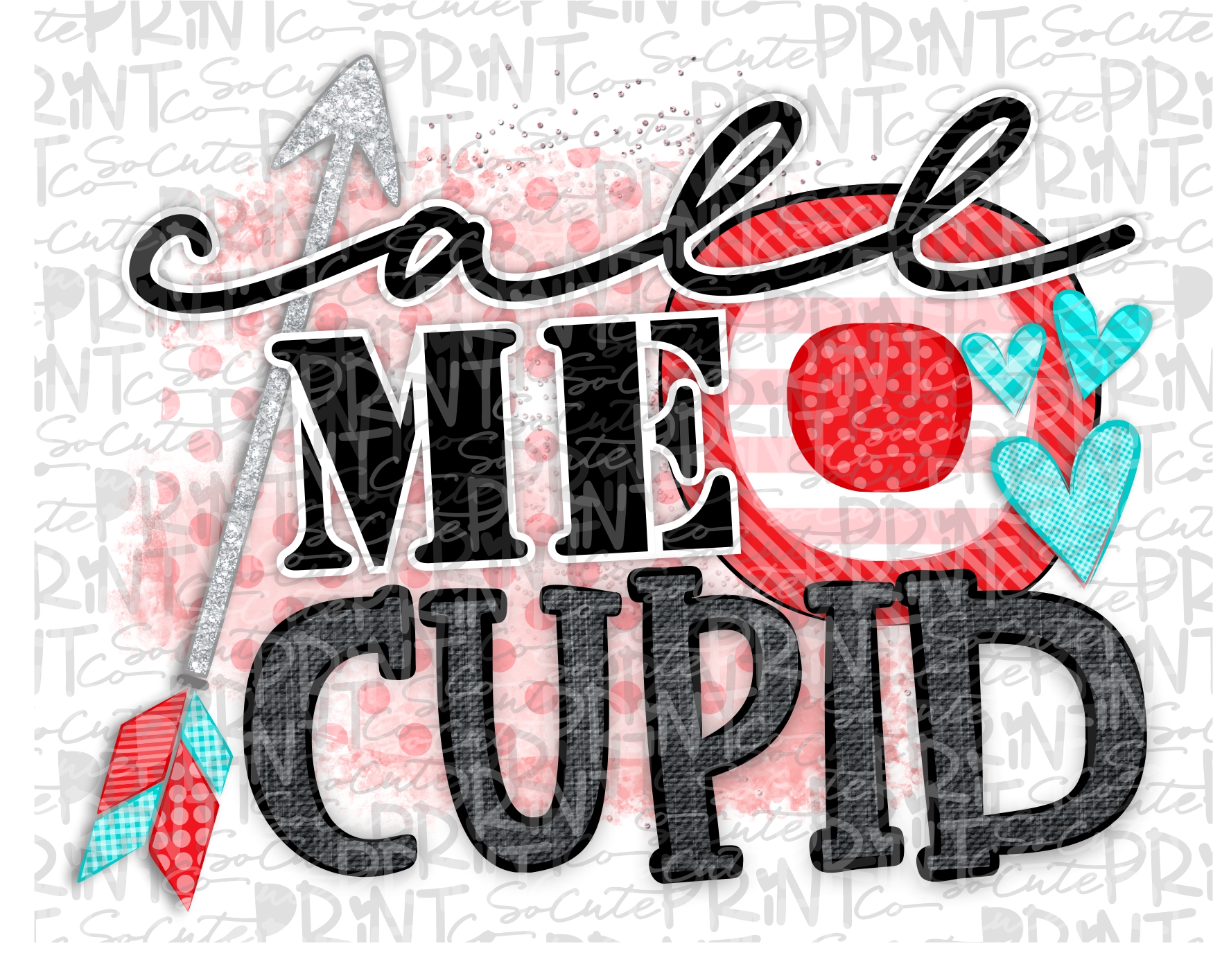 Call me cupid pink red blue arrow *Printable PNG* – socuteappliques.net