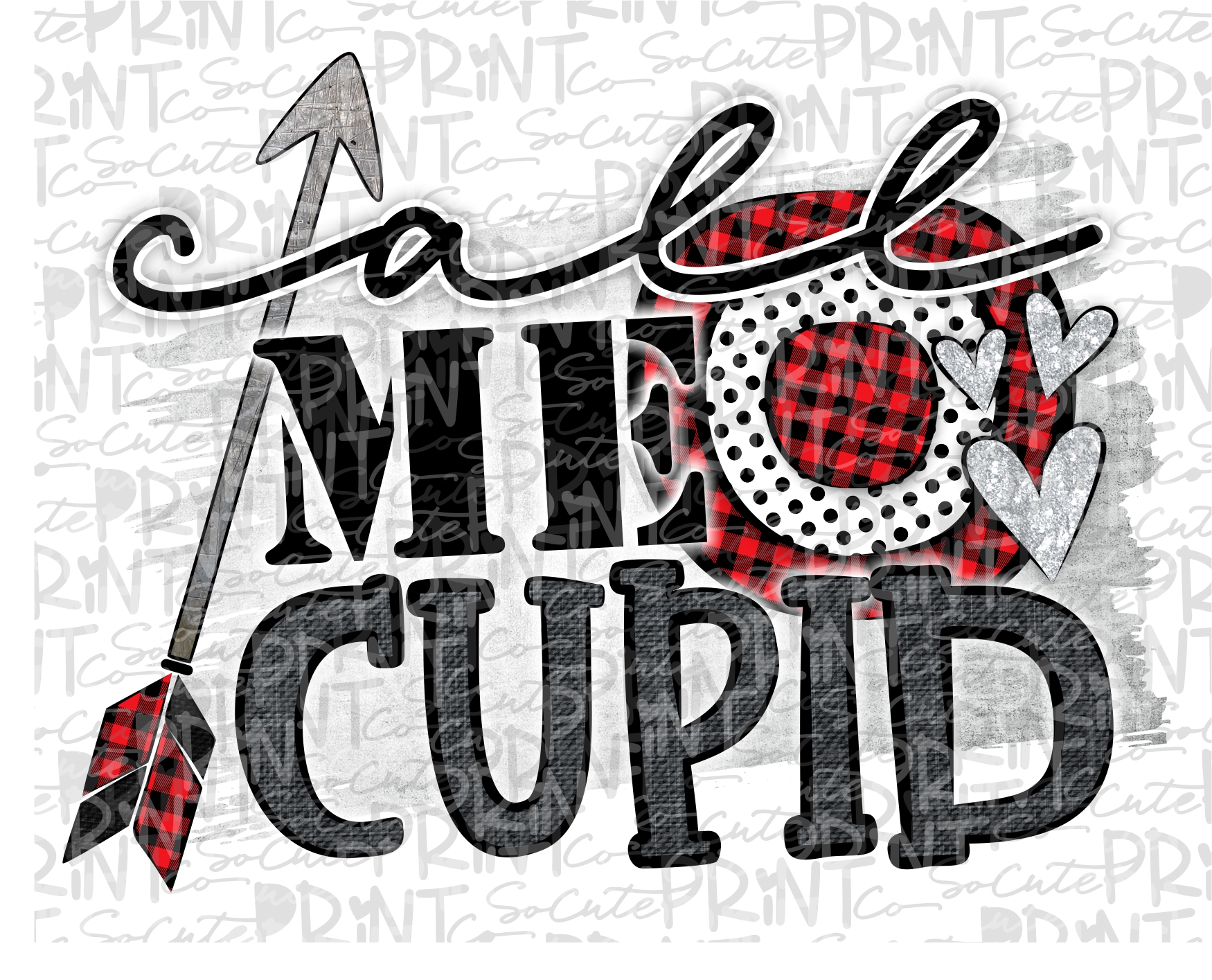 Call me cupid plaid arrow *Printable PNG* – socuteappliques.net