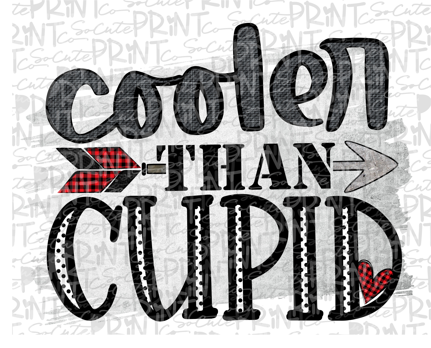 Cooler than cupid plaid arrow *Printable PNG* – socuteappliques.net