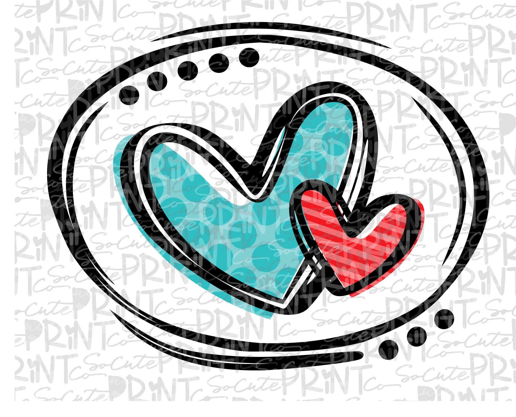 Double heart patch blue red no background *Printable PNG* 20 ...