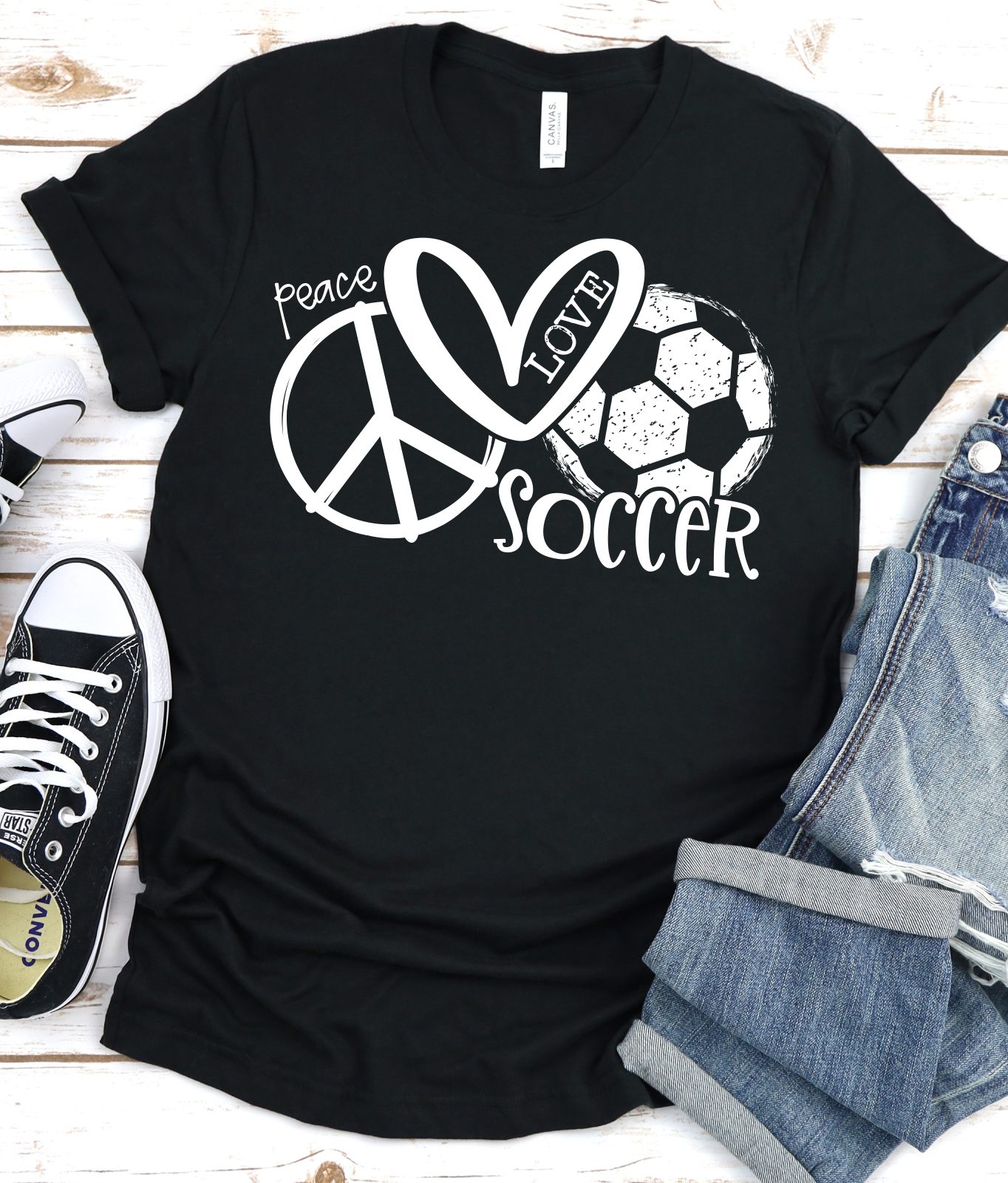 Download Peace Love Soccer Adult Screen Print Socuteappliques Net