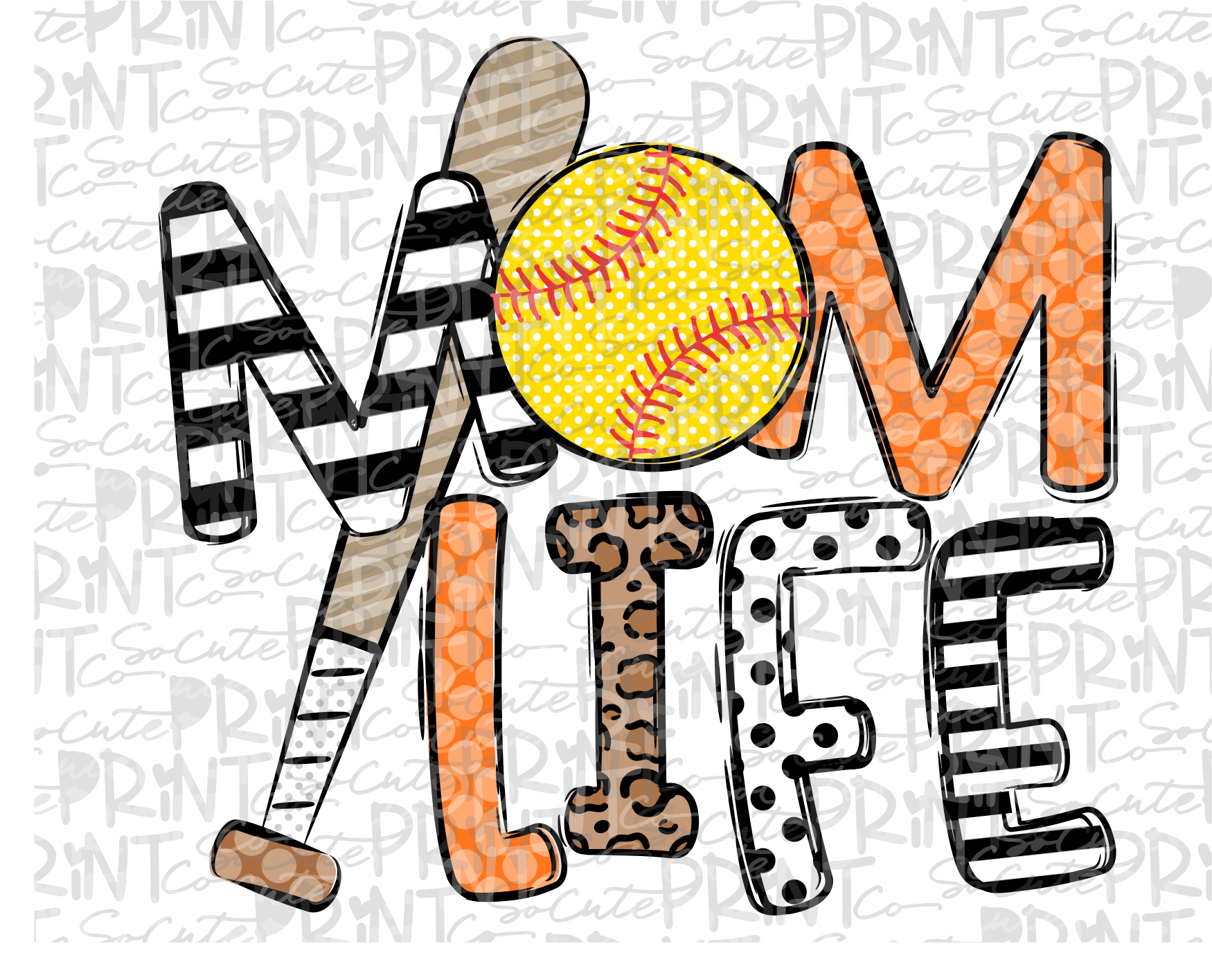 Softball mom life orange *Printable PNG* – socuteappliques.net