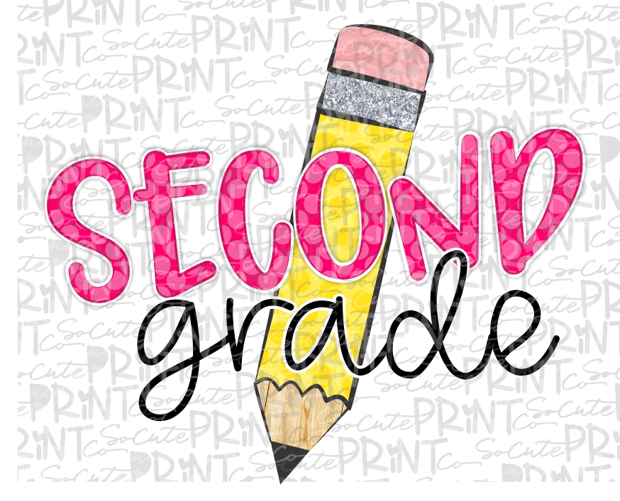 Pink dot second grade pencil 20 *Printable Png* – socuteappliques.net