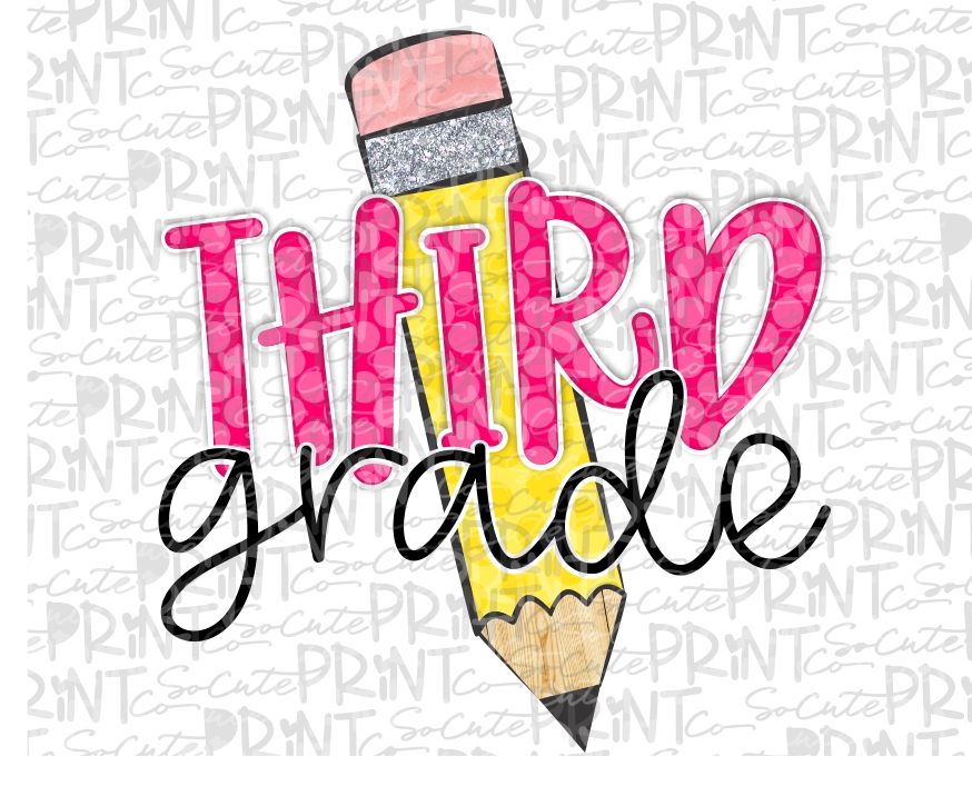 Pink dot third grade pencil 20 *Printable Png* – socuteappliques.net