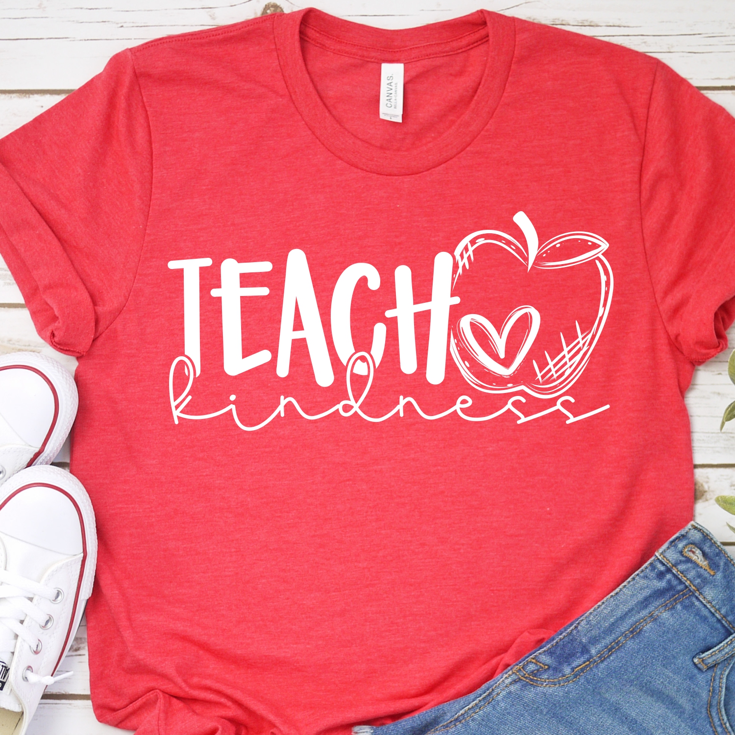 Teach Kindness Apple *adult* Screen Print – Socuteappliques.net