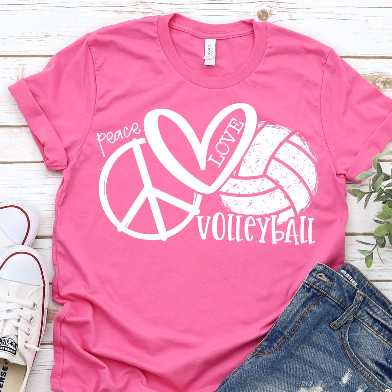 Download Peace Love Volleyball Adult Screen Print Socuteappliques Net