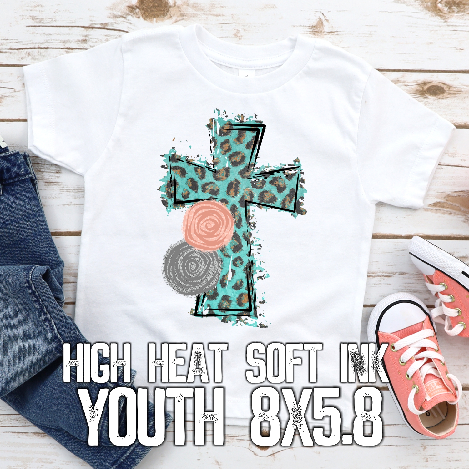 Blue leopard cross *YOUTH* (High heat SOFT INK)