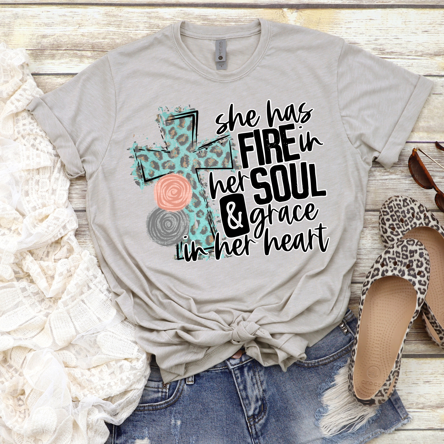 She has fire in her soul and grace in her heart *TRANSFER*   (High heat SOFT INK)