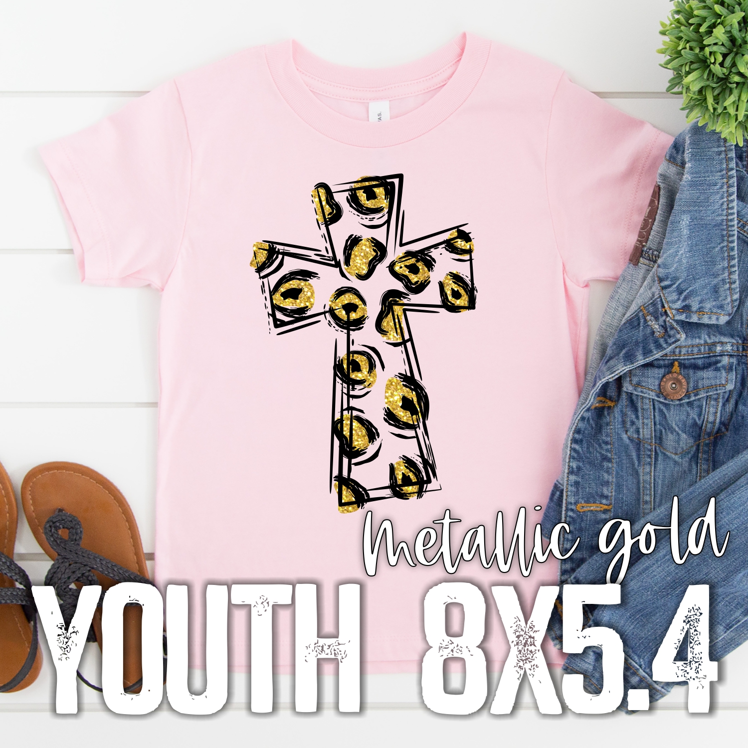 Black & gold leopard cross *YOUTH*  (High heat SOFT INK)