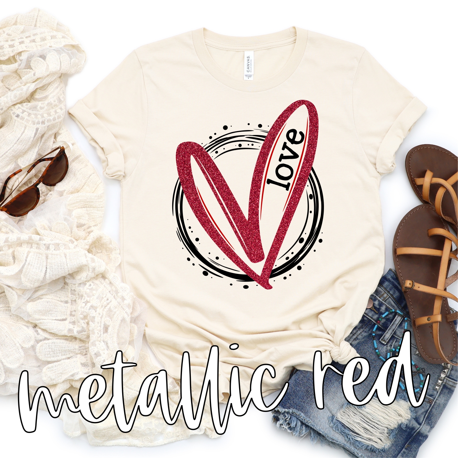 Love heart circle *TRANSFER*    (High heat SOFT INK)