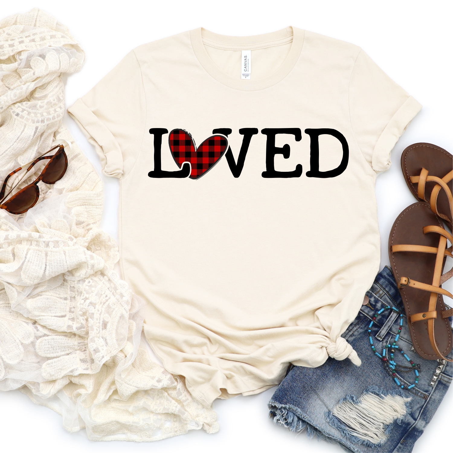 Loved plaid heart *TRANSFER* (High heat SOFT INK)