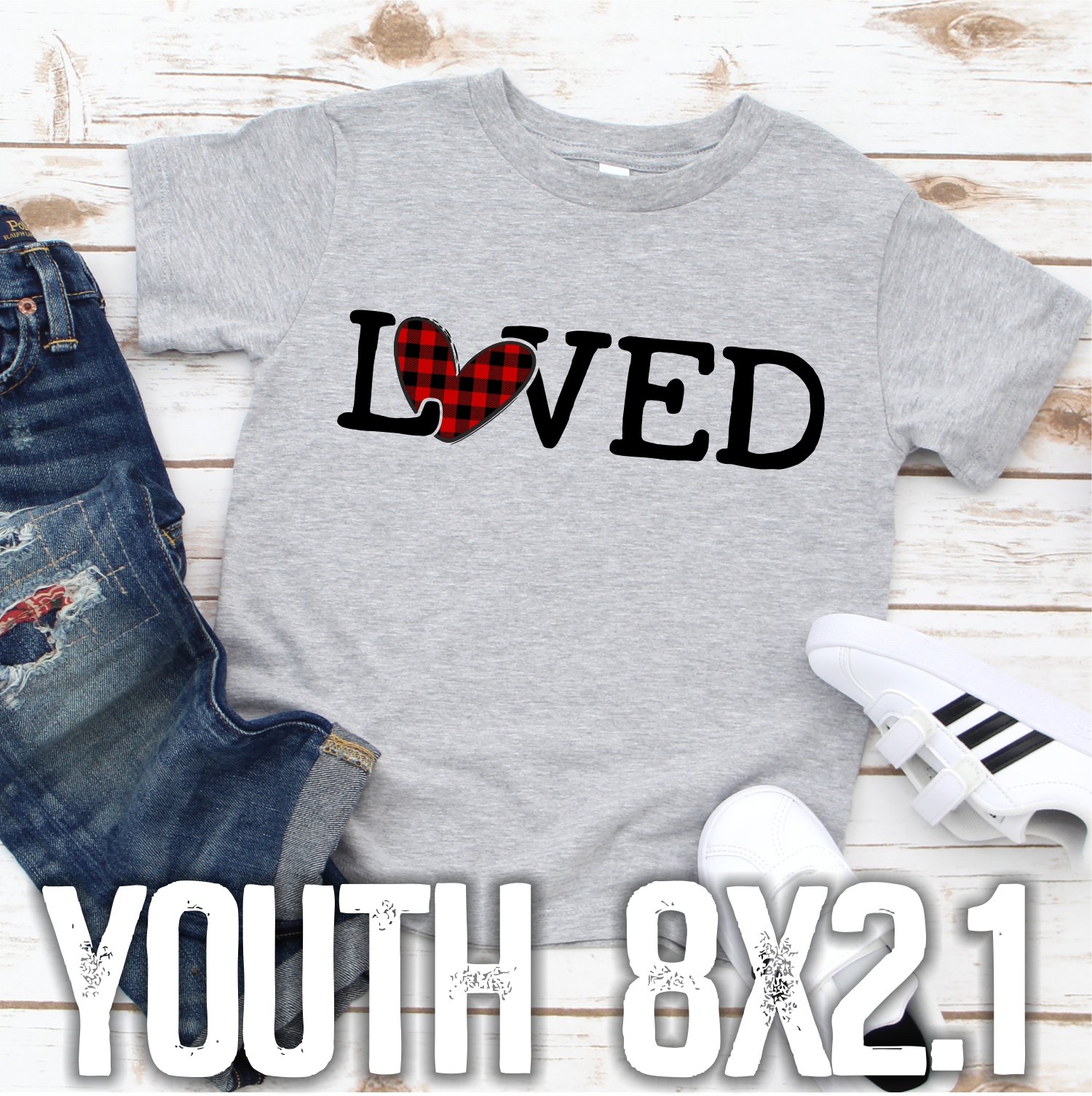 Loved plaid heart *YOUTH*    (High heat SOFT INK)