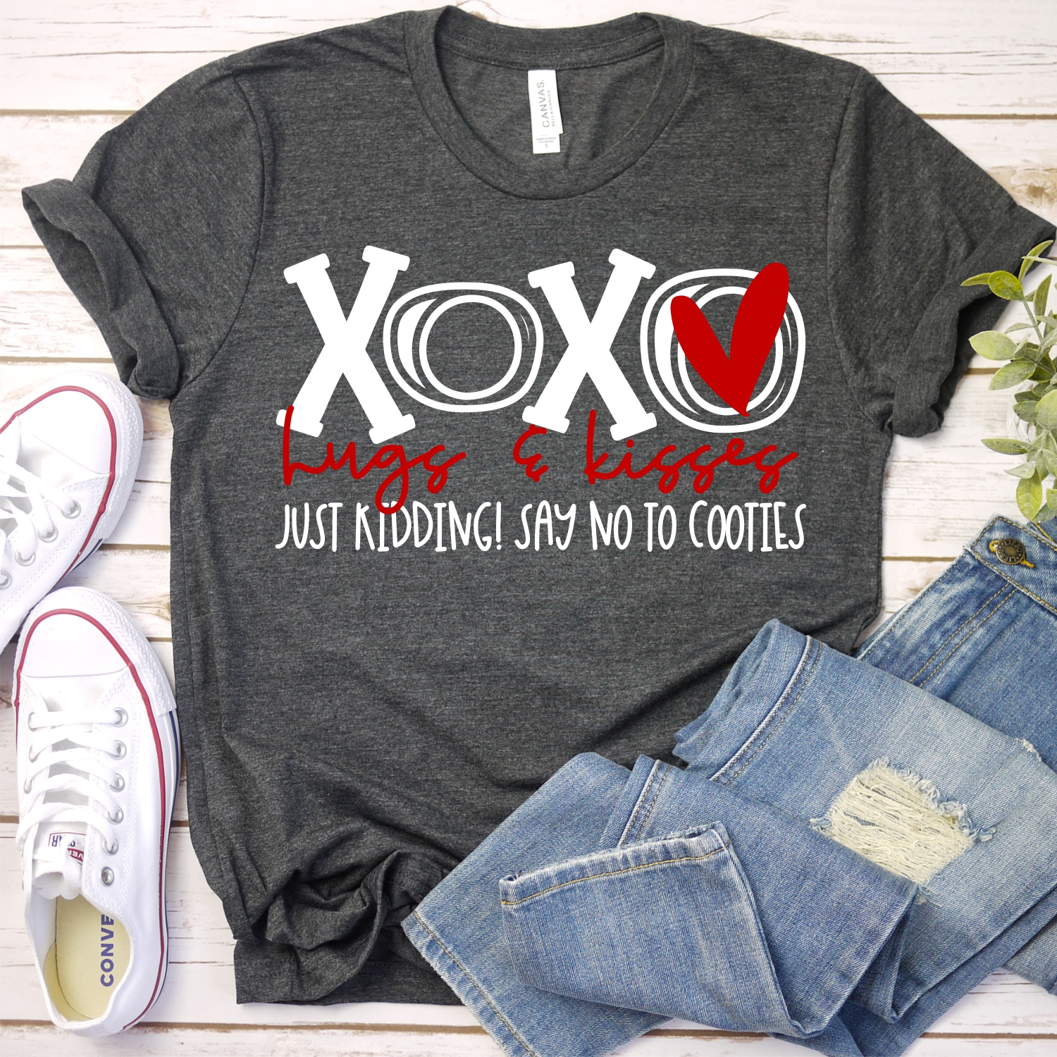 xoxo NO COOTIES *TRANSFER* (High heat SOFT INK)