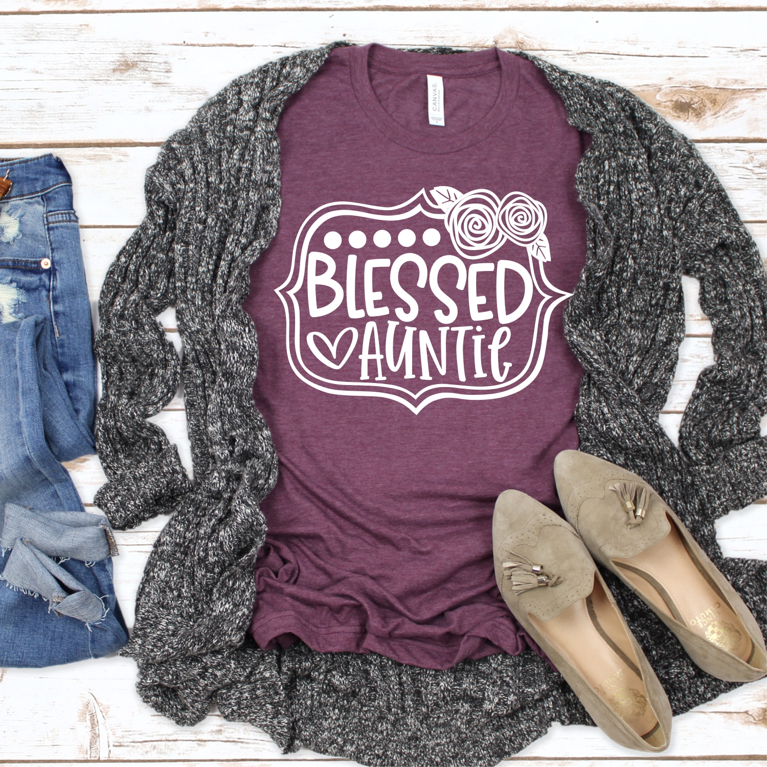 Blessed Auntie Flower Frame *TRANSFER*