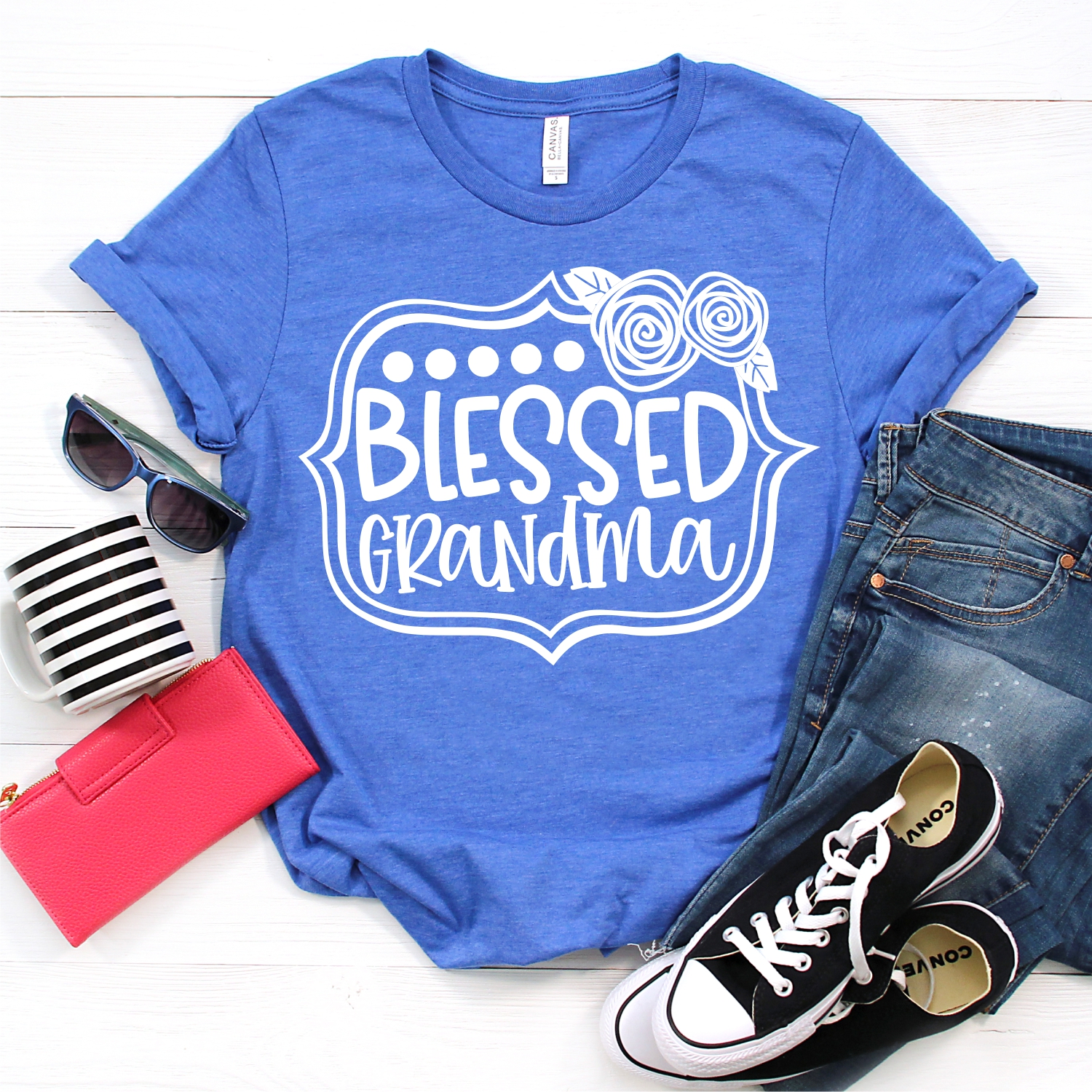 Blessed Grandma Flower Frame *TRANSFER*