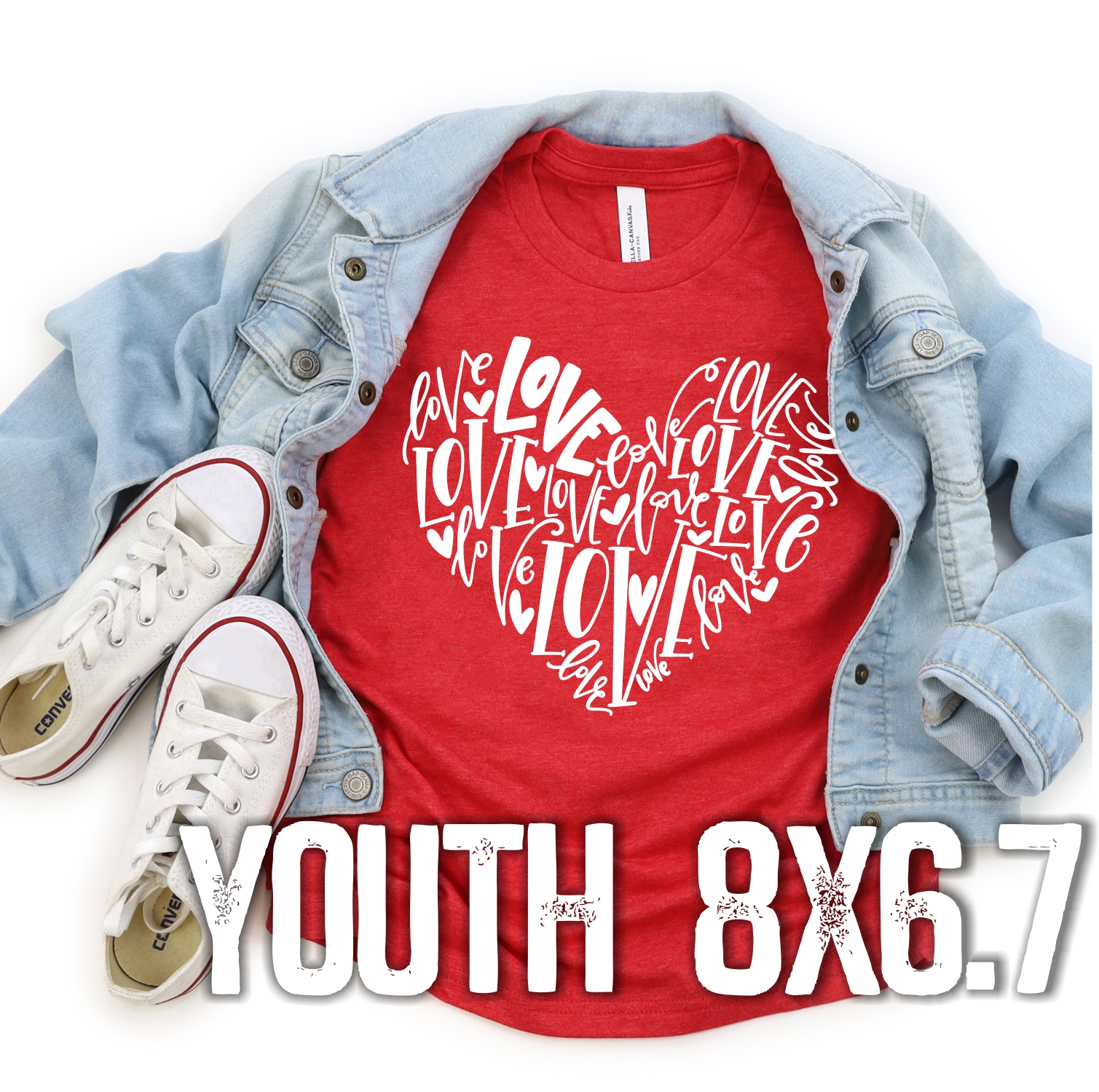 Love heart words WHITE *YOUTH*
