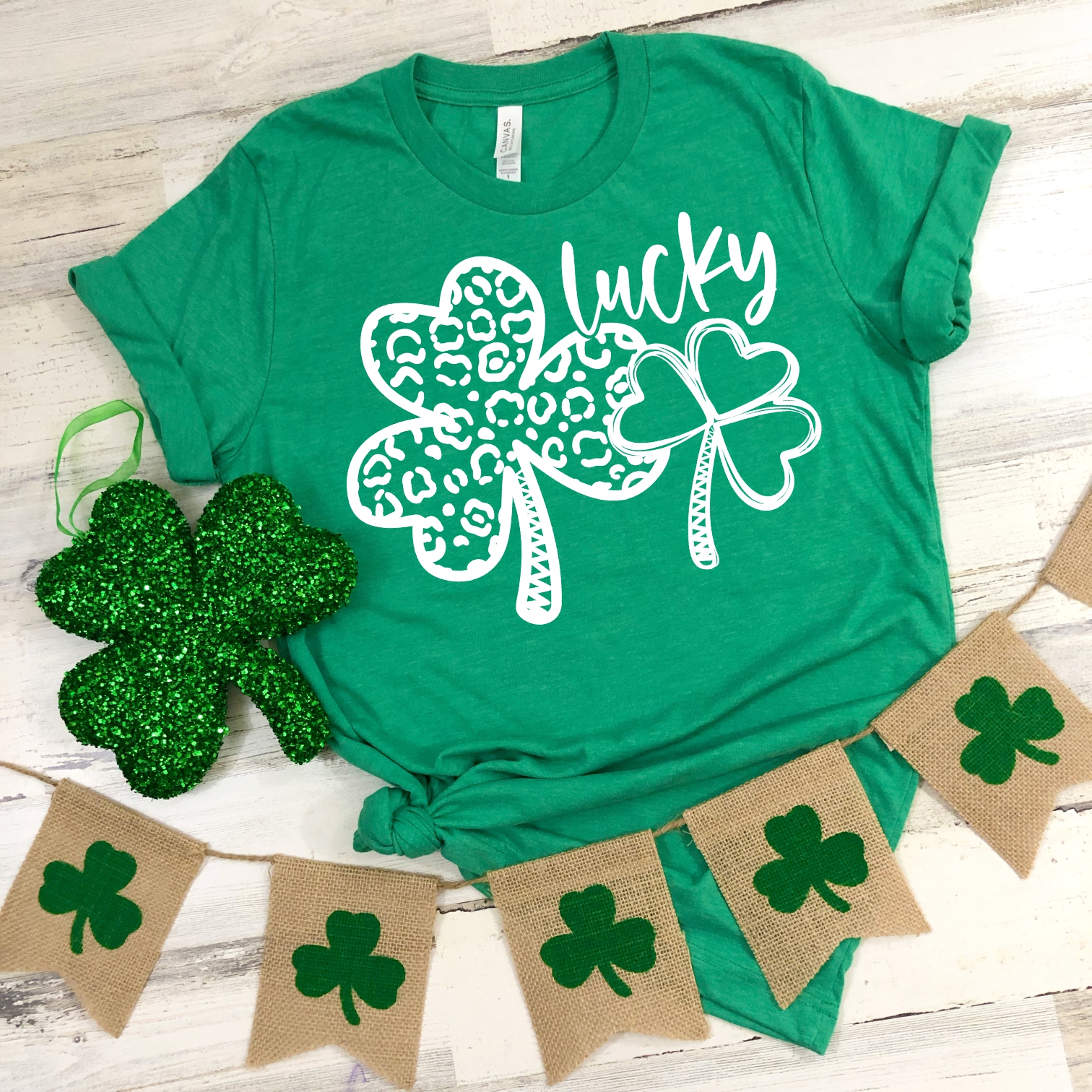 Lucky double clover WHITE *ADULT* Screen print – socuteappliques.net