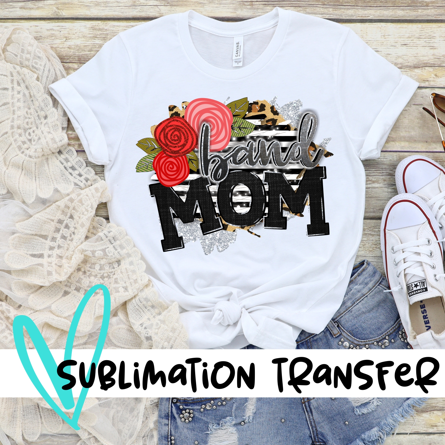 Floral Volleyball Mom Sublimation Transfer - Trendy Transfers