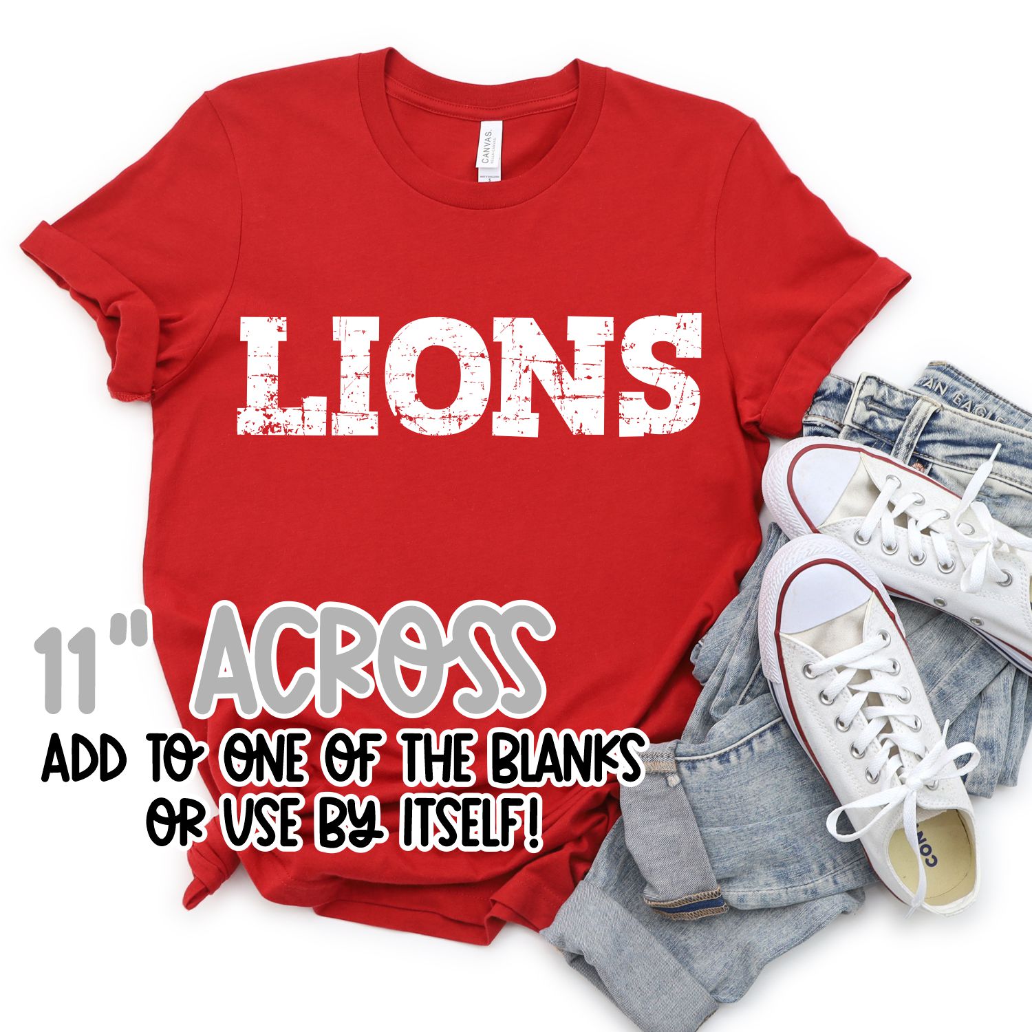 LIMITED EDITION Lions  BLOCK font Distressed  *TRANSFER*