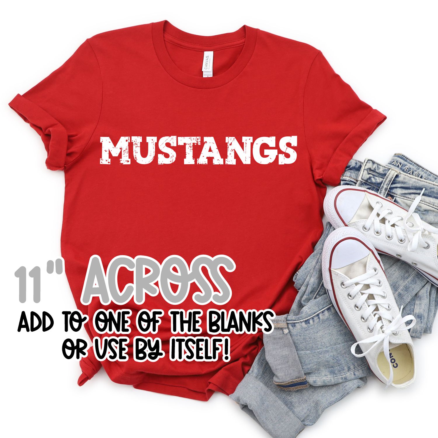 LIMITED EDITION Mustangs  BLOCK font Distressed  *TRANSFER*
