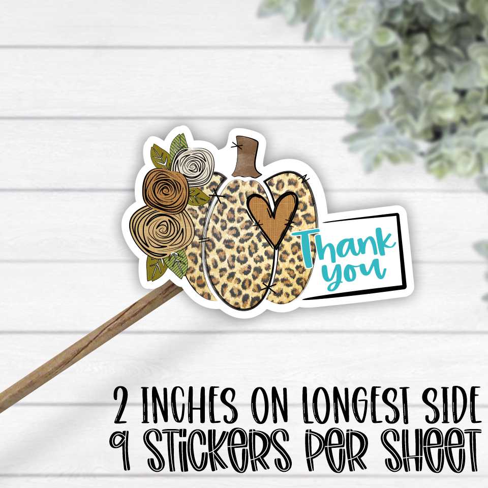 *STICKER SHEET* Leopard pumpkin linen flower thank you