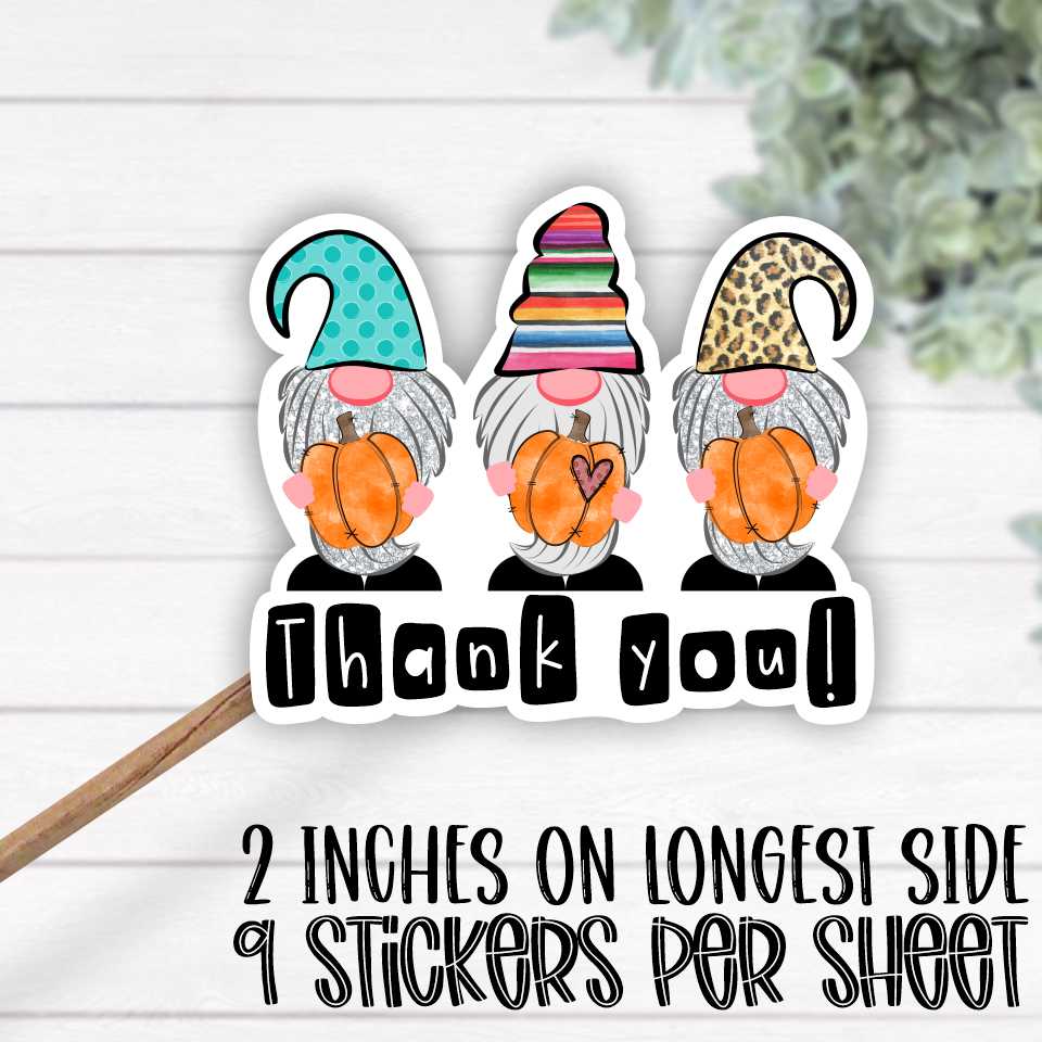 *STICKER SHEET* Gnome pumpkins thank you