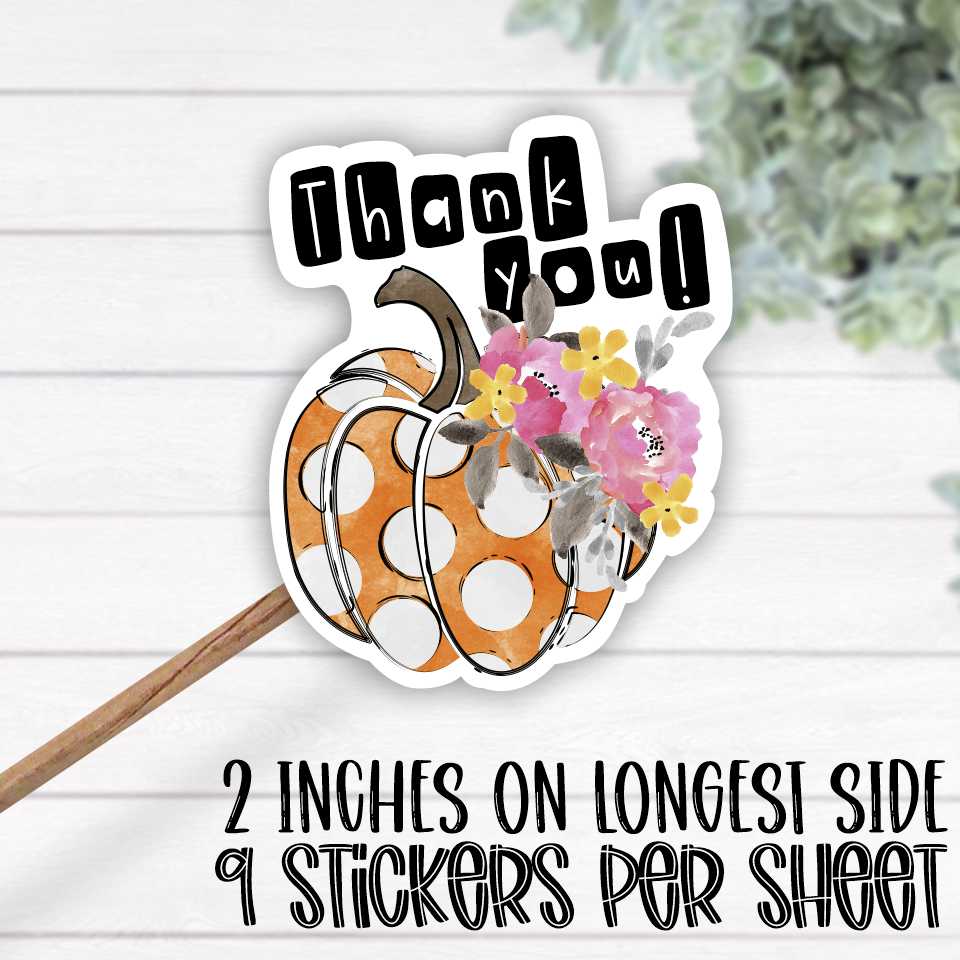 *STICKER SHEET* Polka dot pumpkin thank you thank you