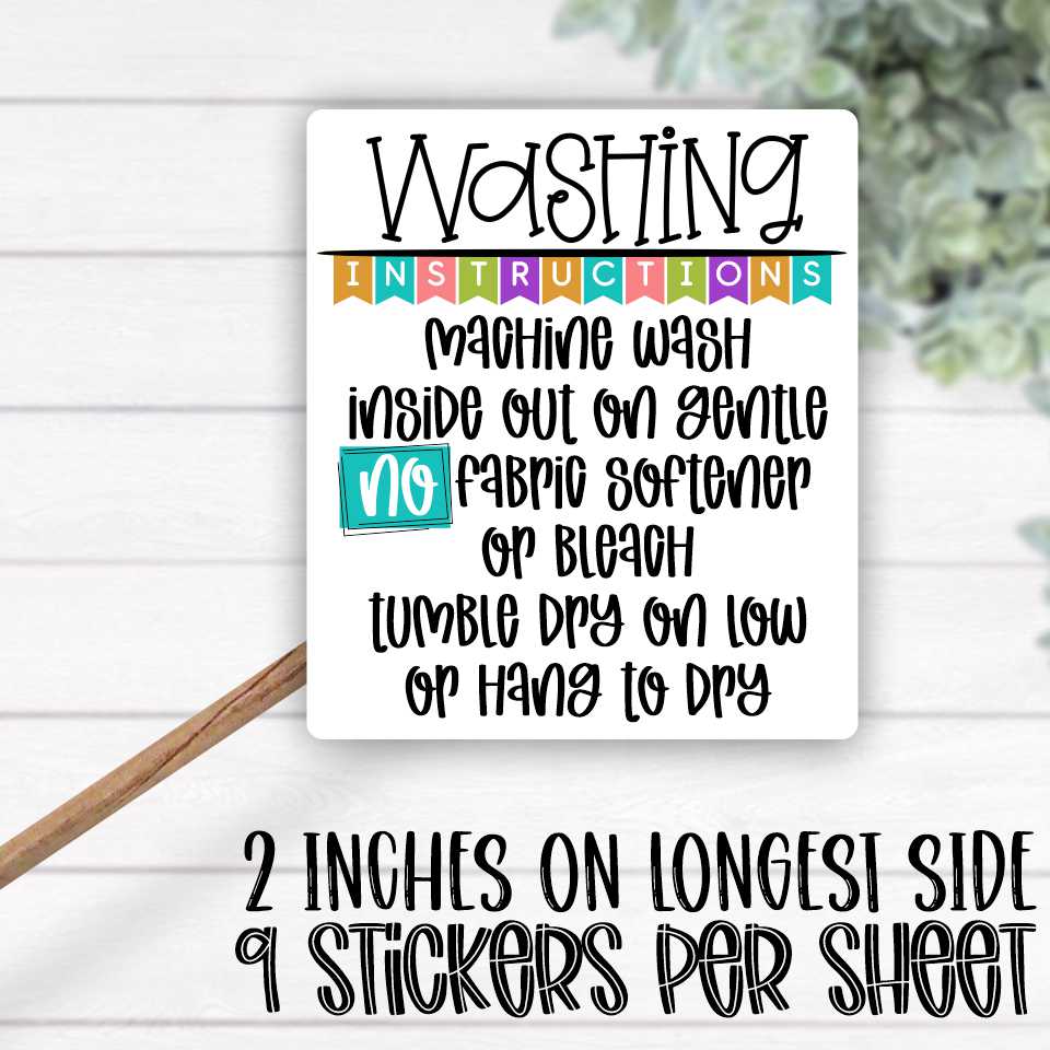 *STICKER SHEET* Washing Instructions Pennant Flags