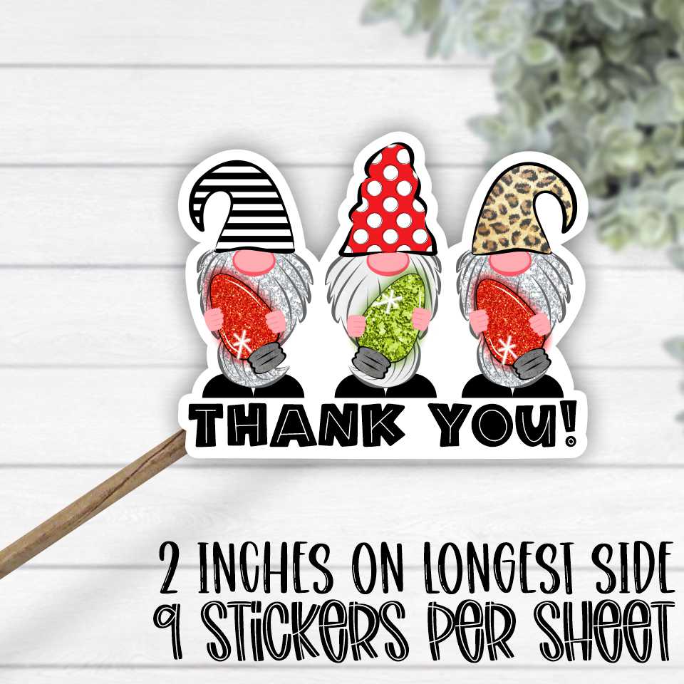 *STICKER SHEET* Christmas light gnomes Thank You