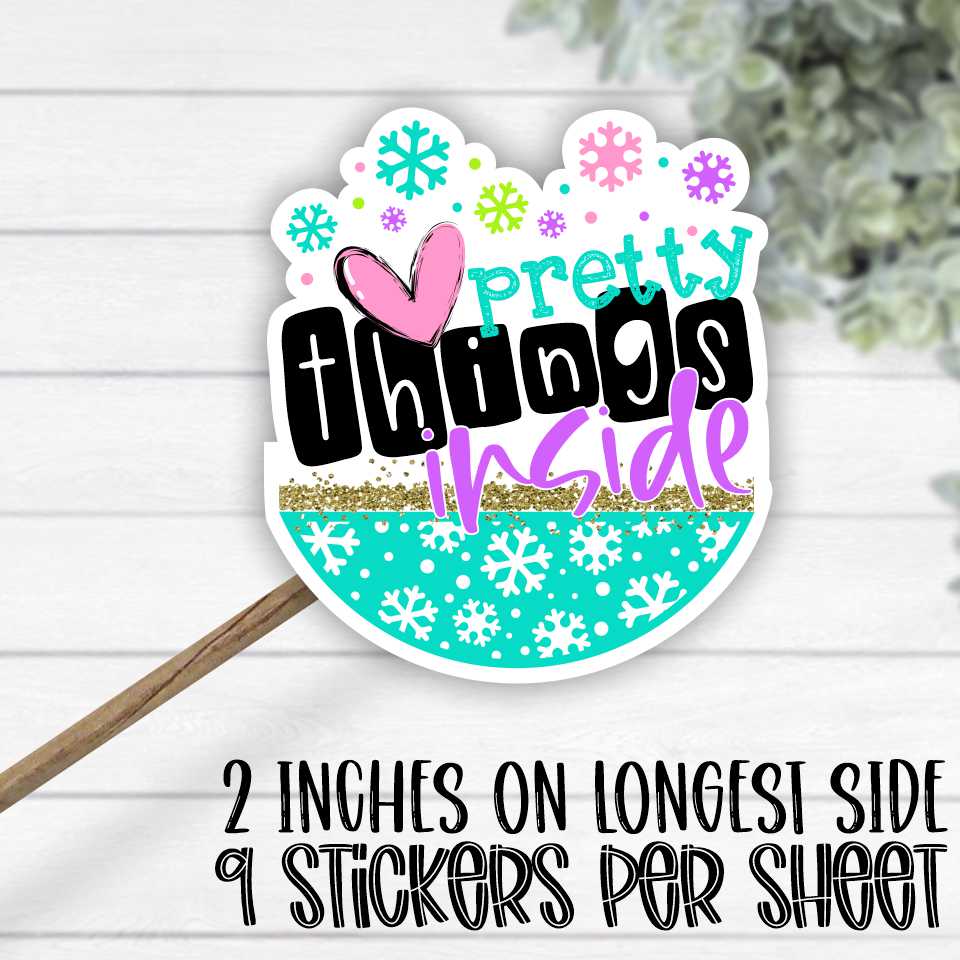 *STICKER SHEET* Pretty things inside snowflakes BRIGHT